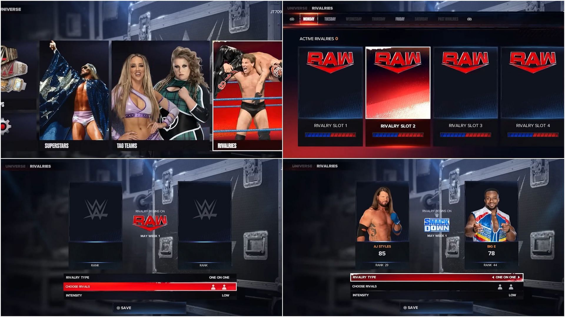 Manage your rivalries in WWE 2K24 by selecting wrestlers (Image via YouTube/ Gaming Tips &amp; Tricks)