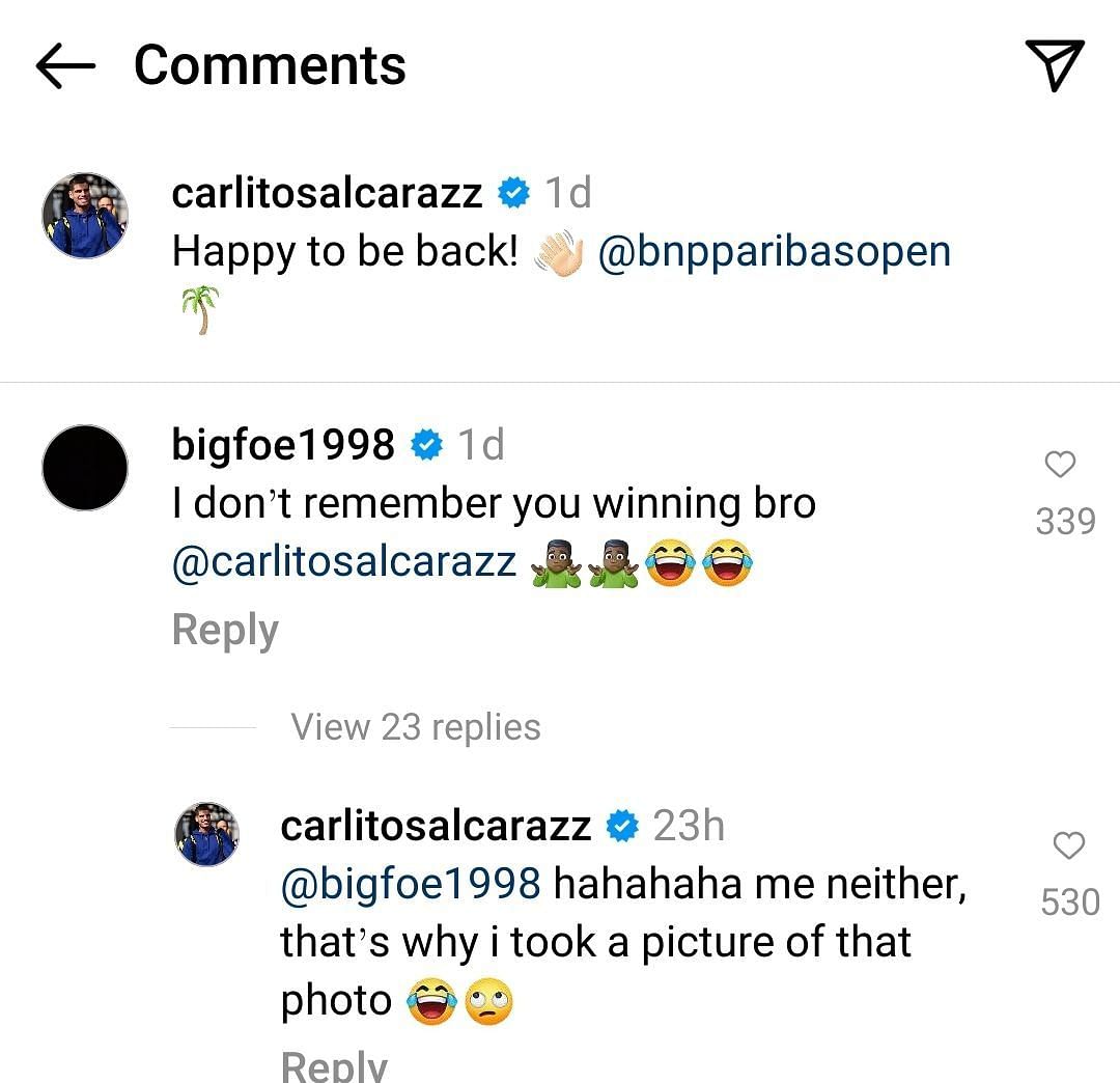 Alcaraz and Frances Tiafoe comments