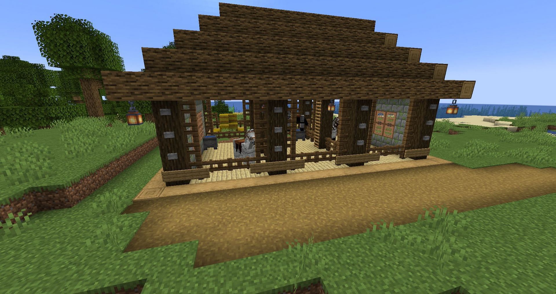 A basic stable is a great way to protect your horses (Image via Mojang)