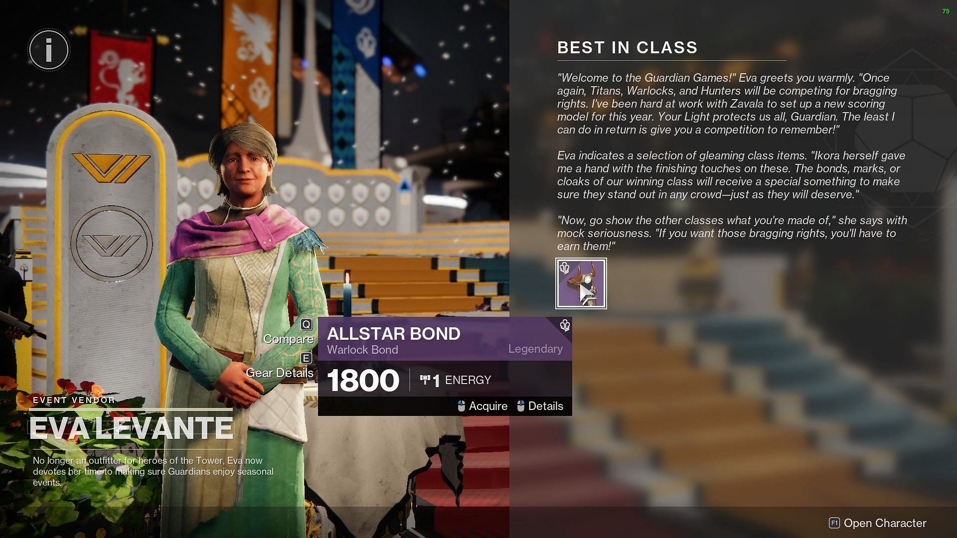 Getting the Destiny 2 Class item from Eva Levante (Image via Bungie)