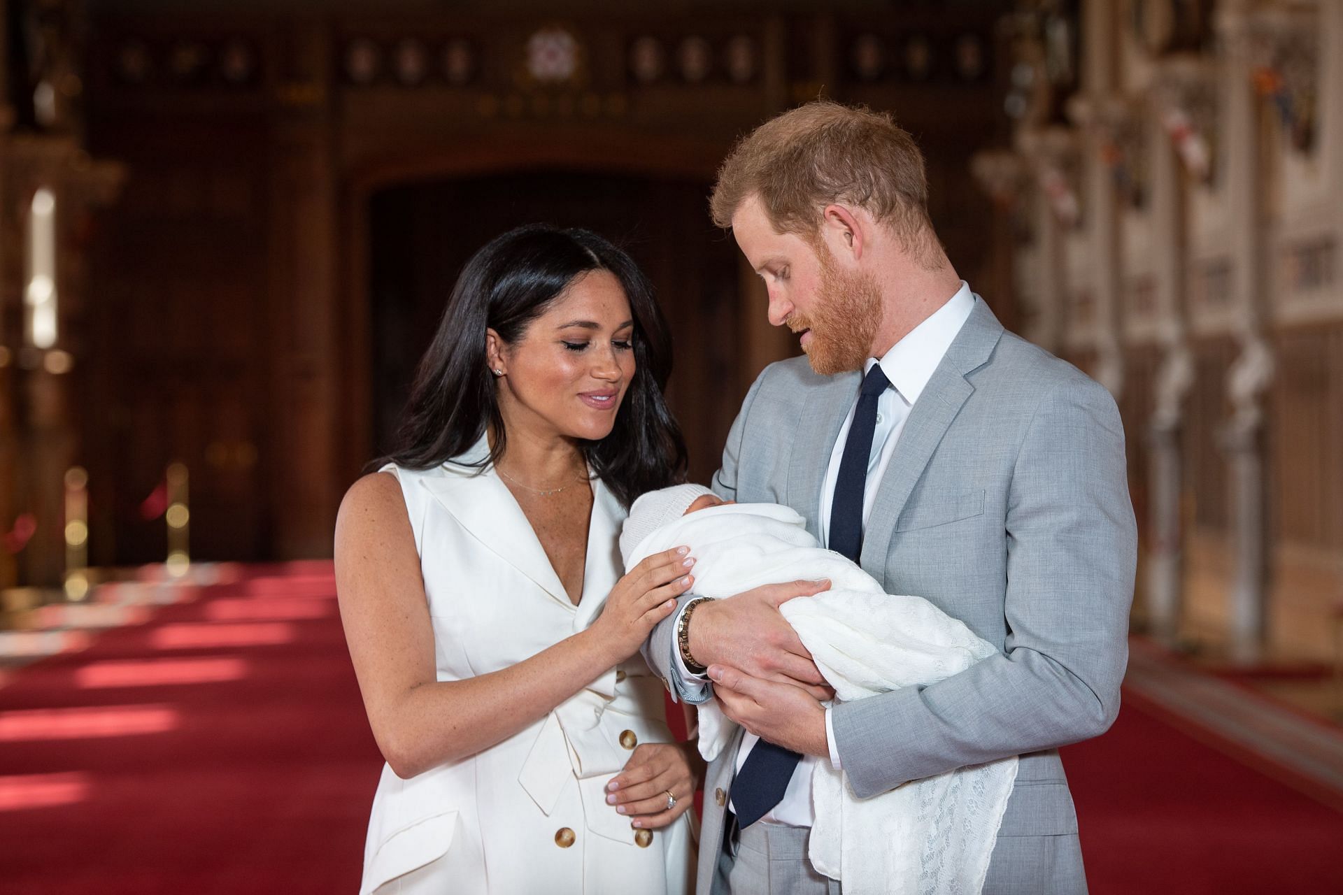 The Duke &amp; Duchess Of Sussex Pose With Their Newborn Son