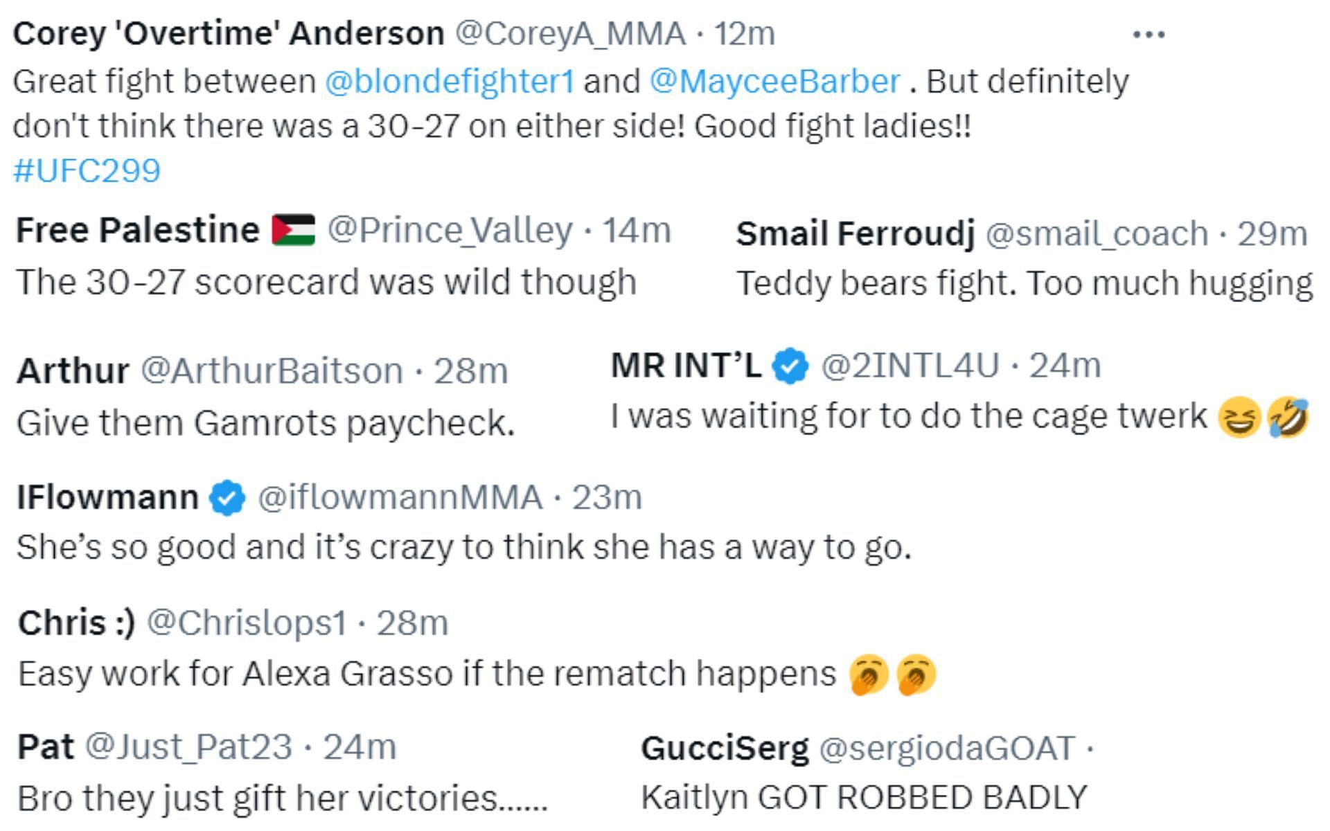 MMA fans react to Maycee Barber vs. Katlyn Cerminara