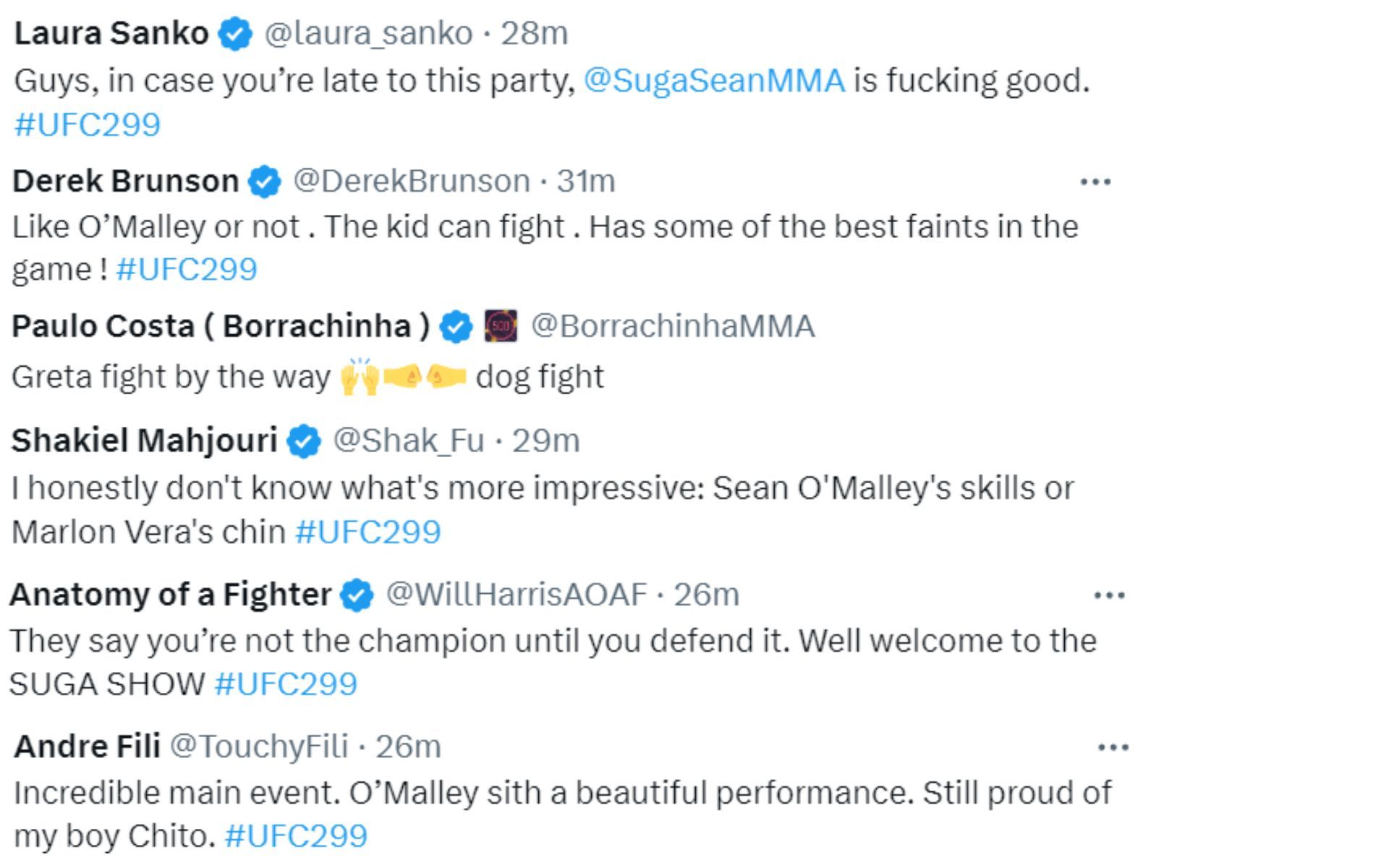 Fellow fighters react to Sean O&#039;Malley&#039;s impressive win at UFC 299