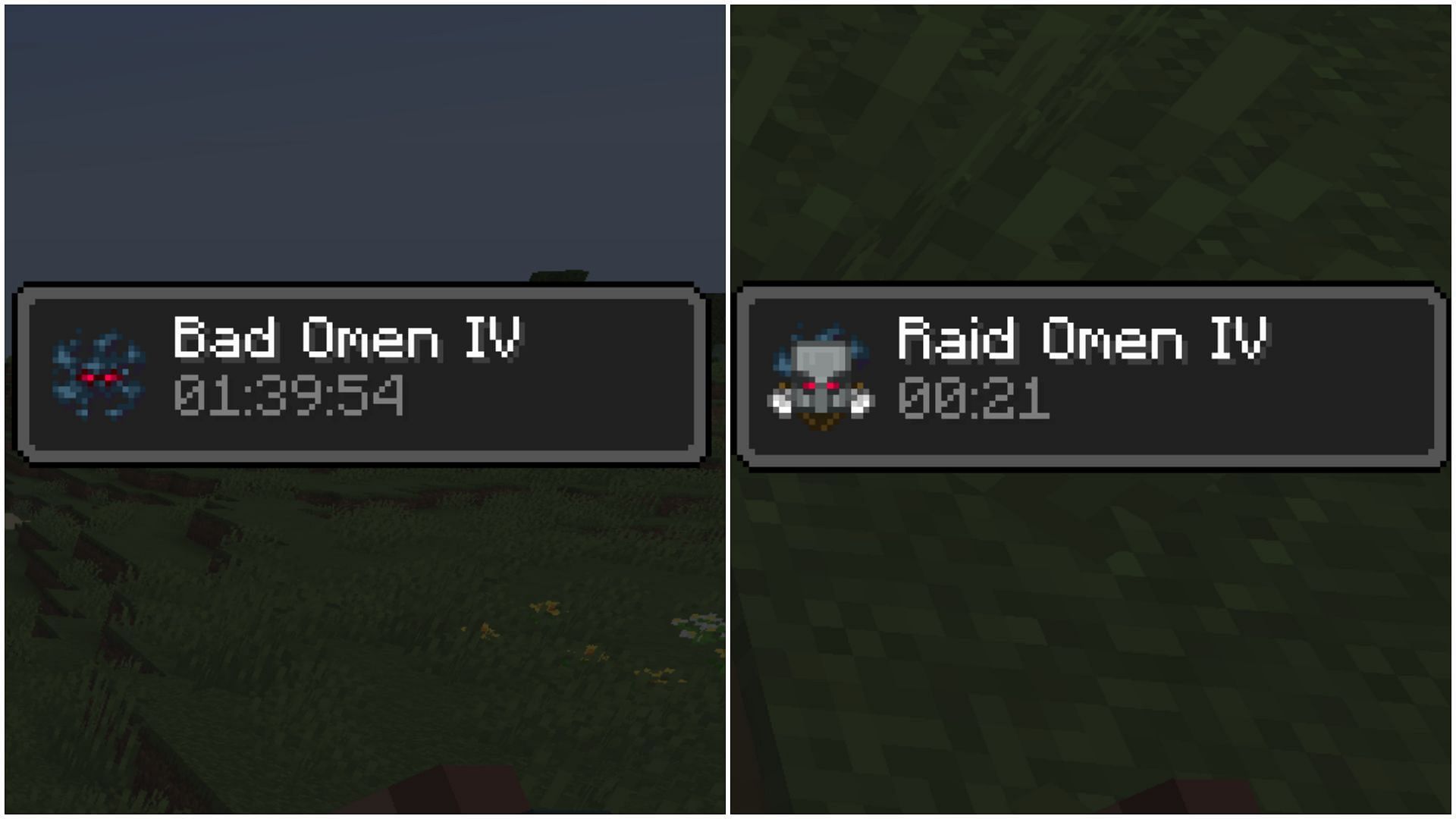 The bad omen status effect will change into a raid omen when you enter a village (Image via Mojang Studios)