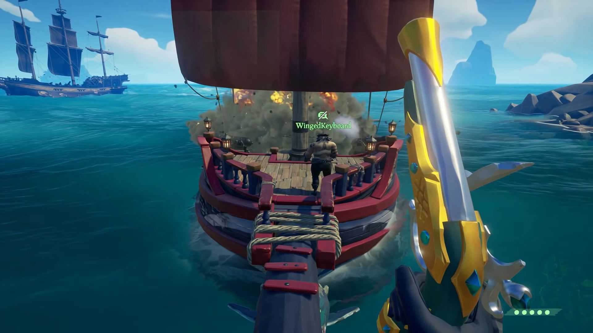 Sea of Thieves is utter chaos, where you can throw a bomb your own ship (Image via Rare, Zylbrad on YoutTube)