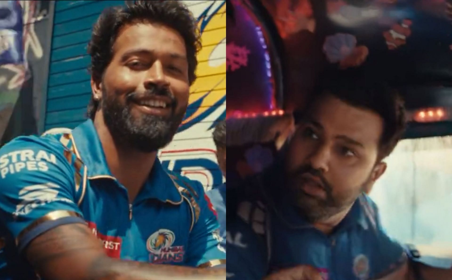 Hardik Pandya and Rohit Sharma in the new MI anthem. 