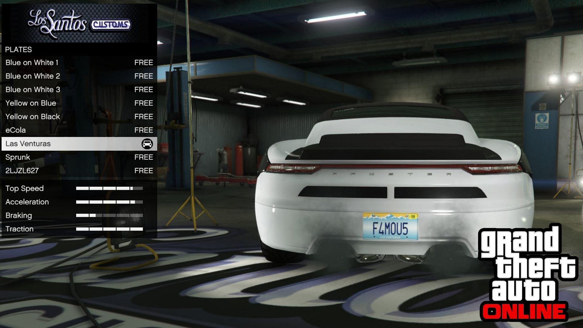 Las Venturas number plate in GTA 5 Online