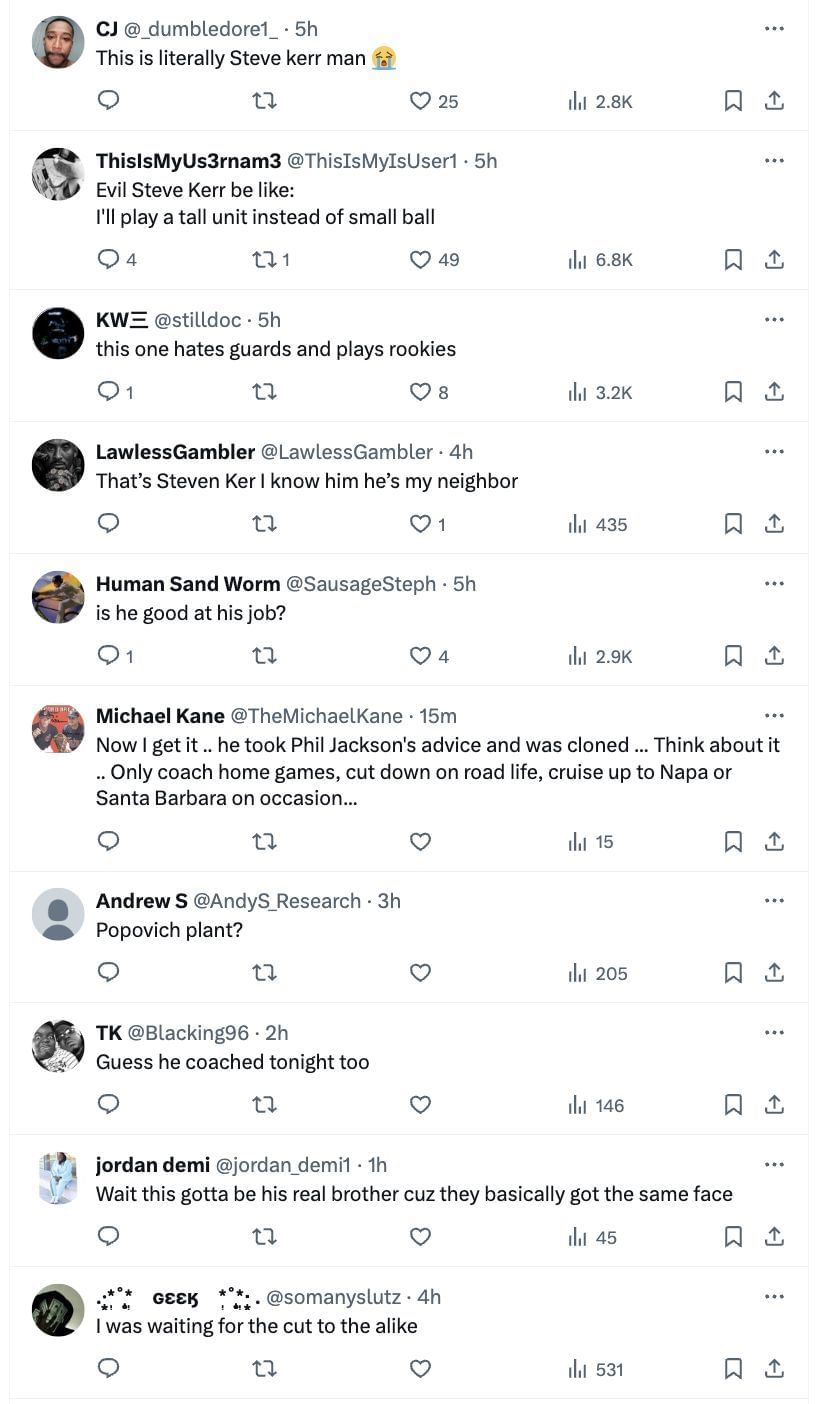 “Bet he’s a better coach” Steve Kerr’s lookalike leaves NBA fans