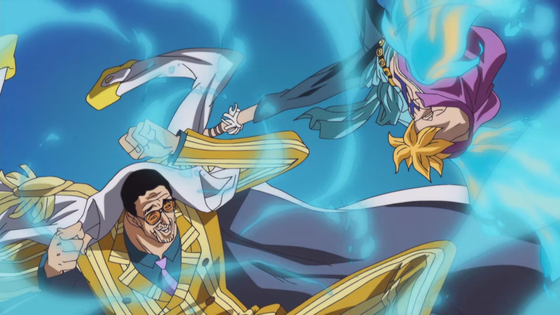 Marco attacks Kizaru while trying to save Ace (Image via Toei Animation)