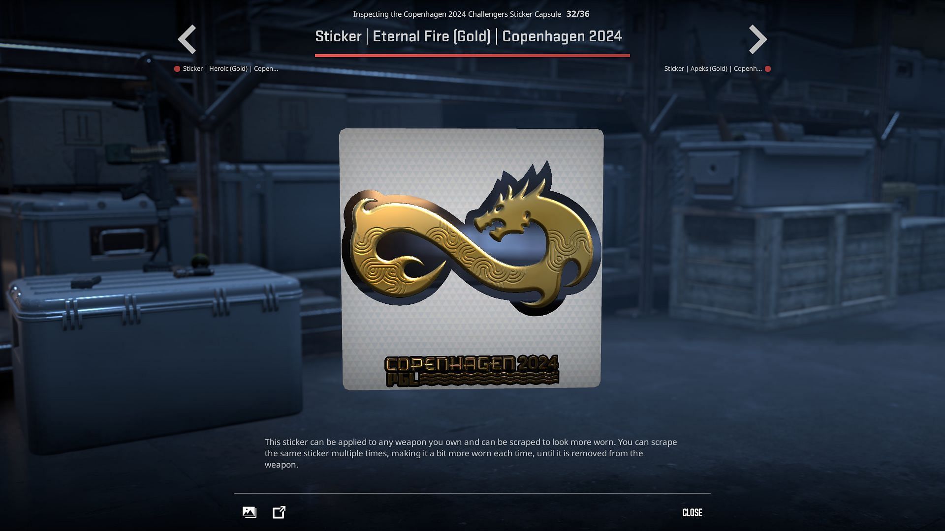 Eternal Fire Gold sticker (Image via Valve)