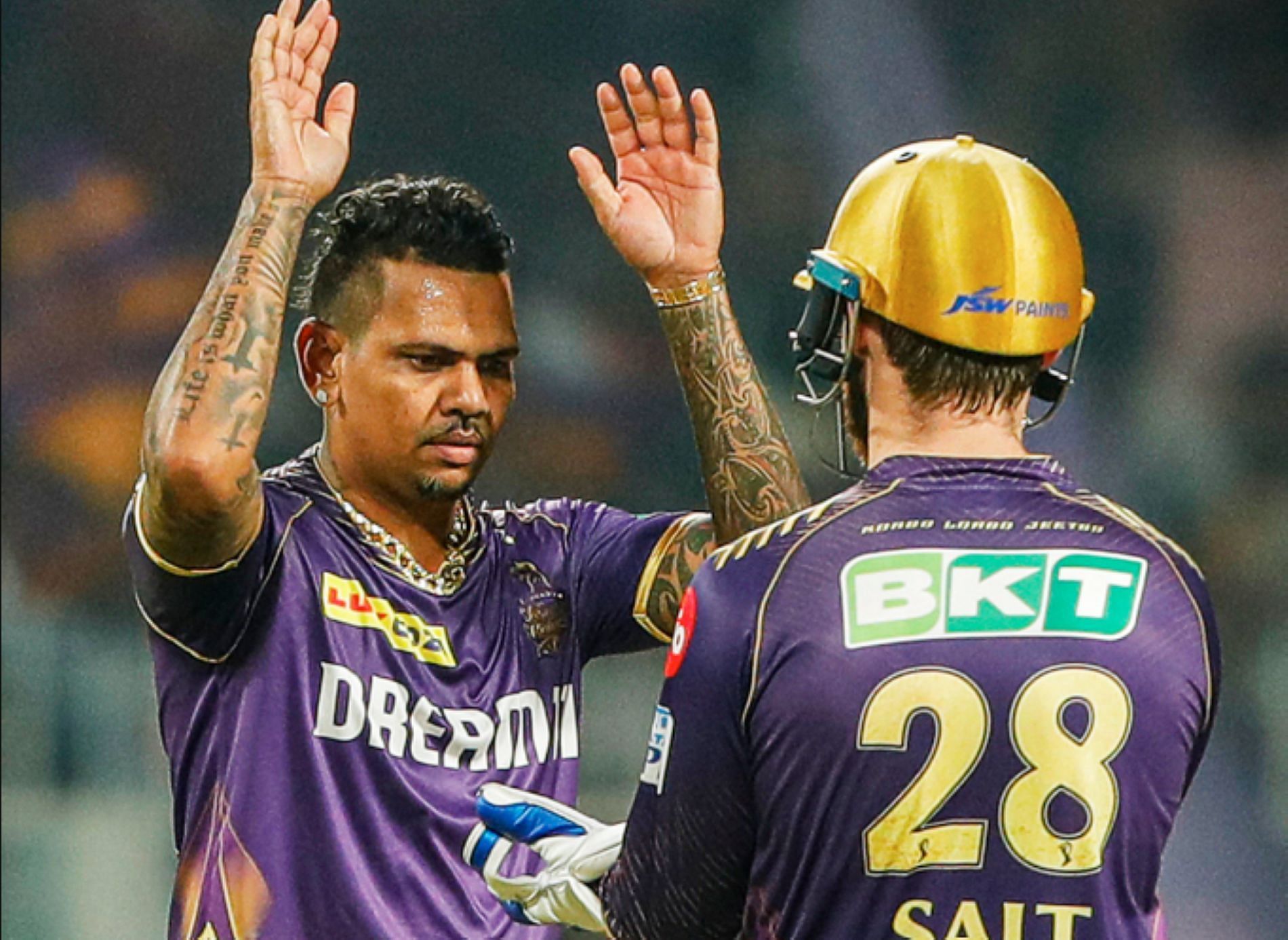 Narine produced a miserly spell to help KKR pull off a thrilling win [Credits: KKR Twitter handle]