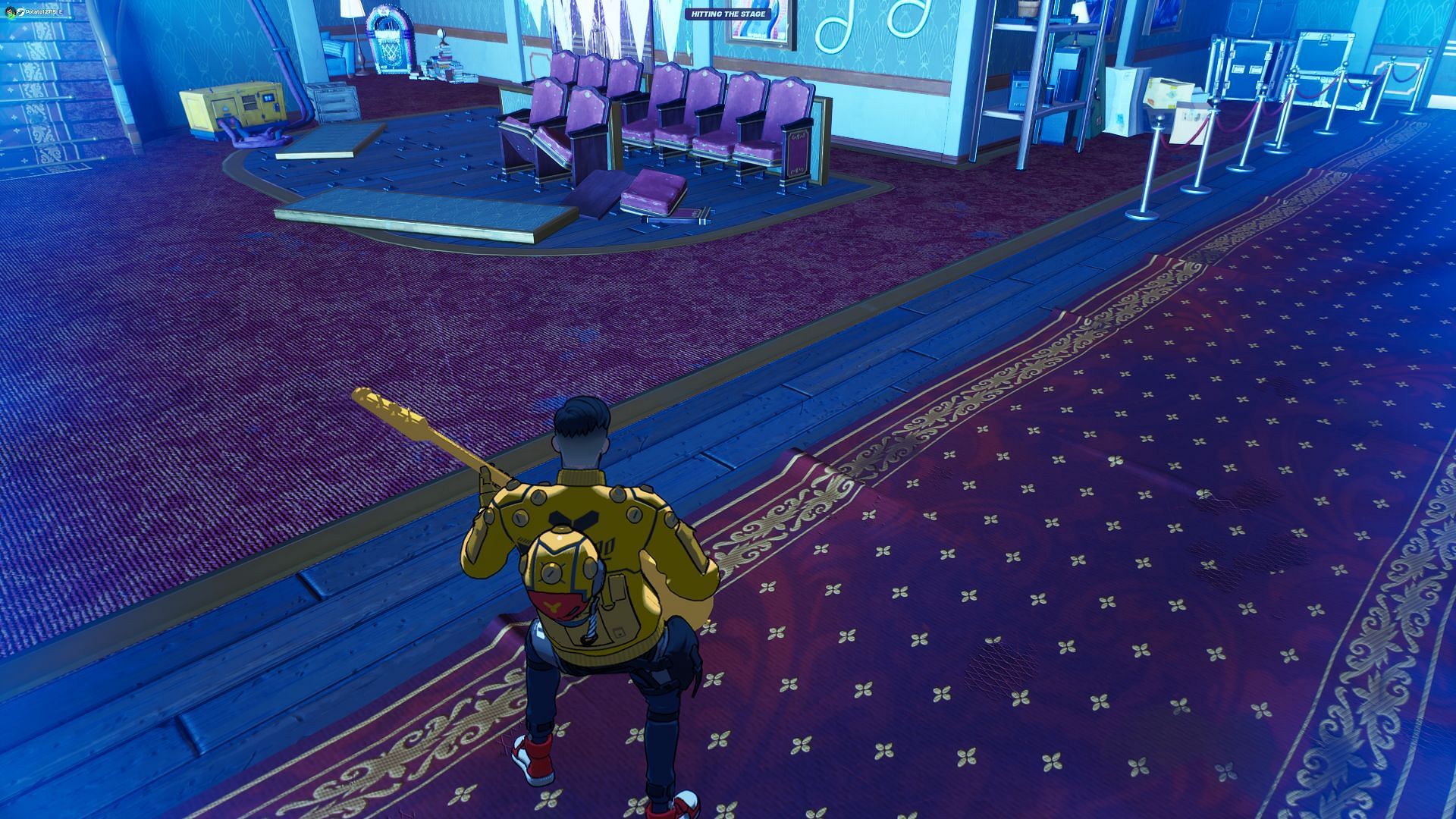 Golden Gear Midas flaunting his Golden Bass (Image via Epic Games/Fortnite)