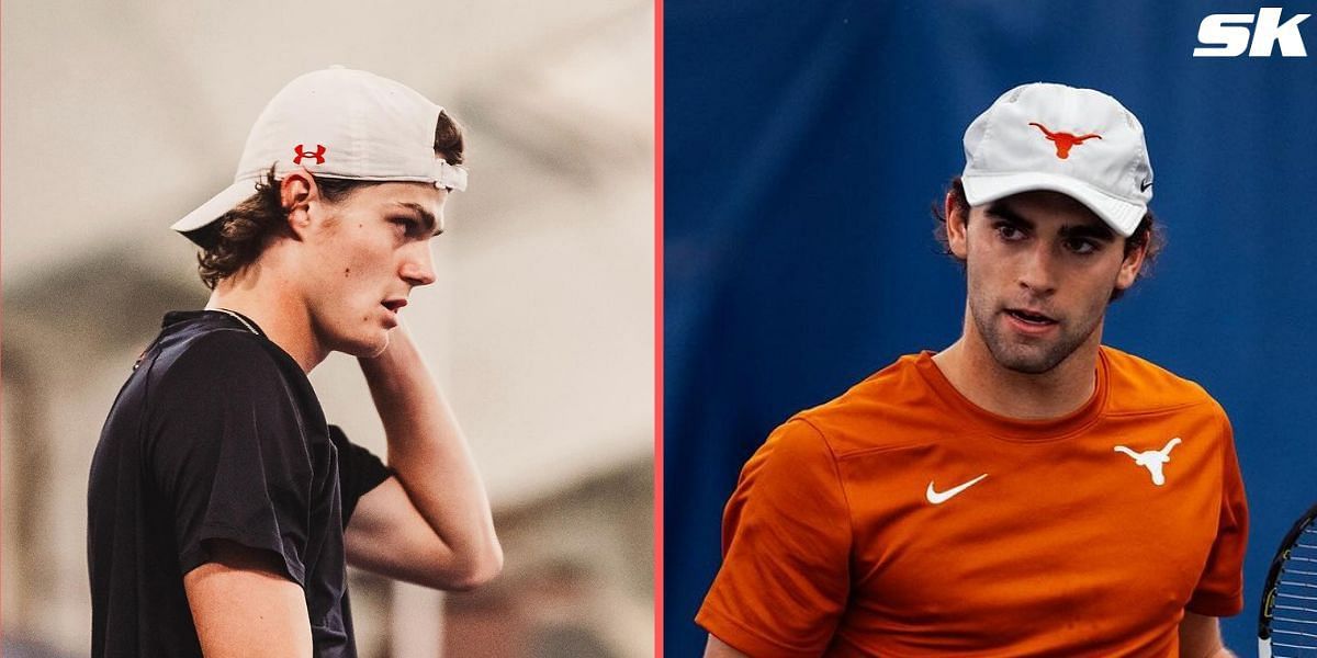 Ollie Wallin (L) upset NCAA singles No. 1 Eliott Spizzirri (R) on Saturday