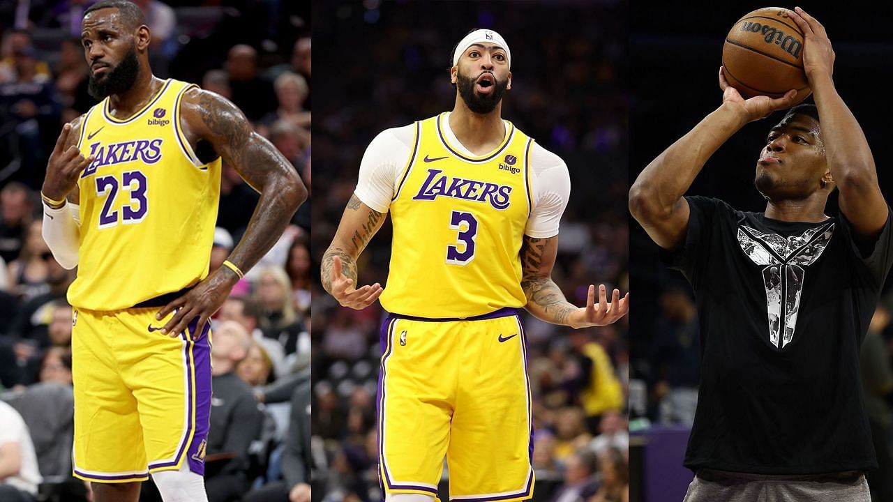 Lakers teammates LeBron James, Anthony Davis, and Rui Hachimura compete in free-throw contest