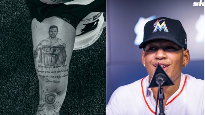 In Photos: Marlins' Victor Mesa Jr.'s extensive 57 tattoo collection including one honoring soccer legend Lionel Messi