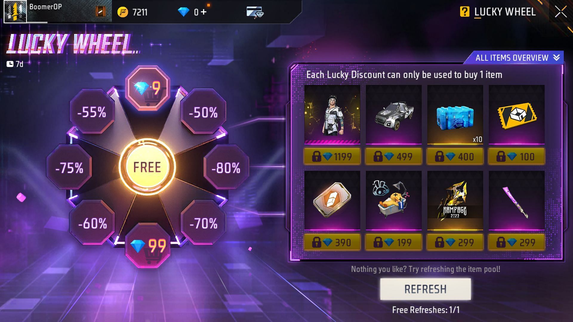 Eight rewards will be presented in the Lucky Wheel (Image via Garena)