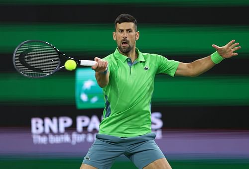 Novak Djokovic at the BNP Paribas Open 2024 in Indian Wells