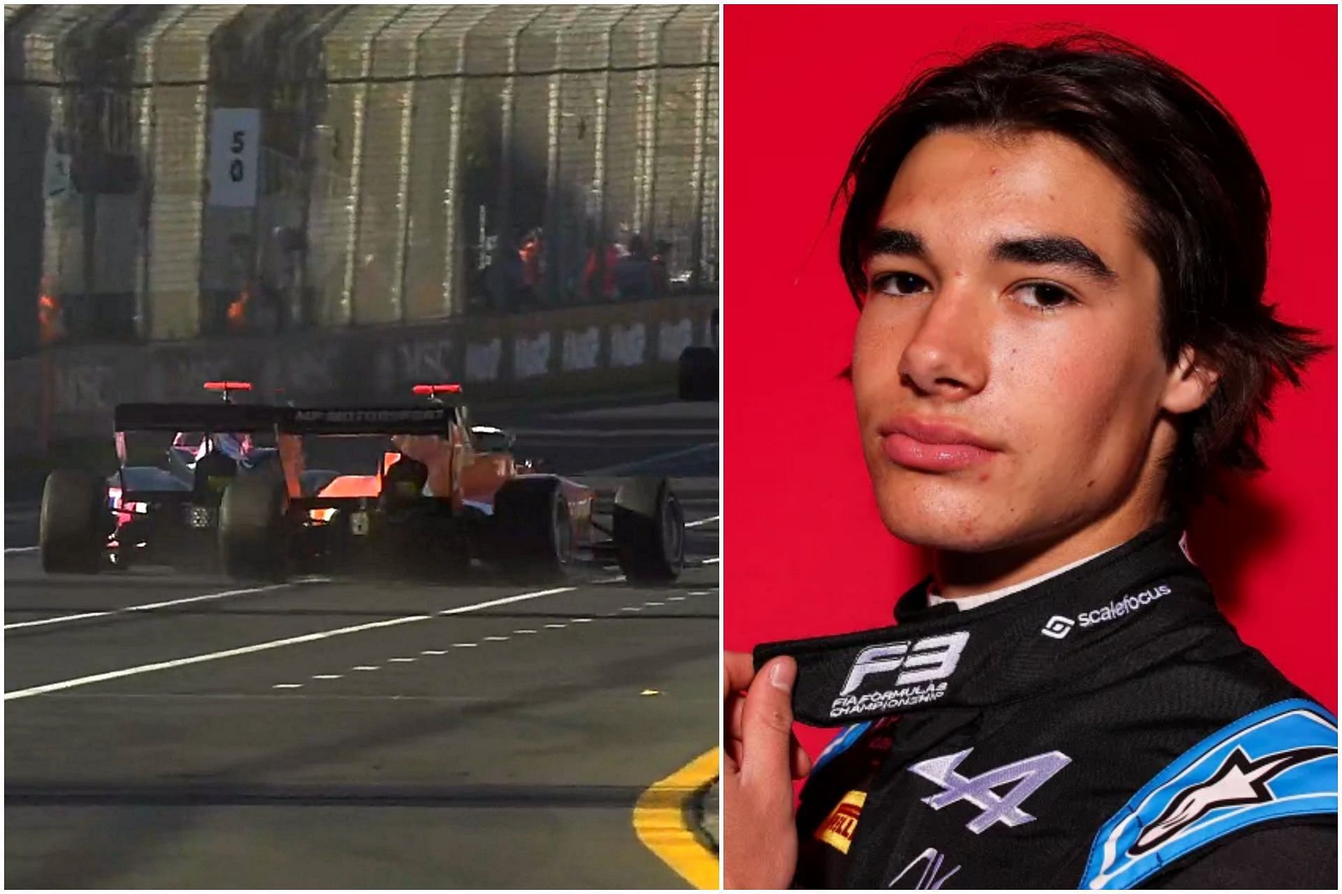 Nikola Tsolov pushes Alexander Dunne into the wall during FP1 at Melbourne (Collage via Sportskeeda)