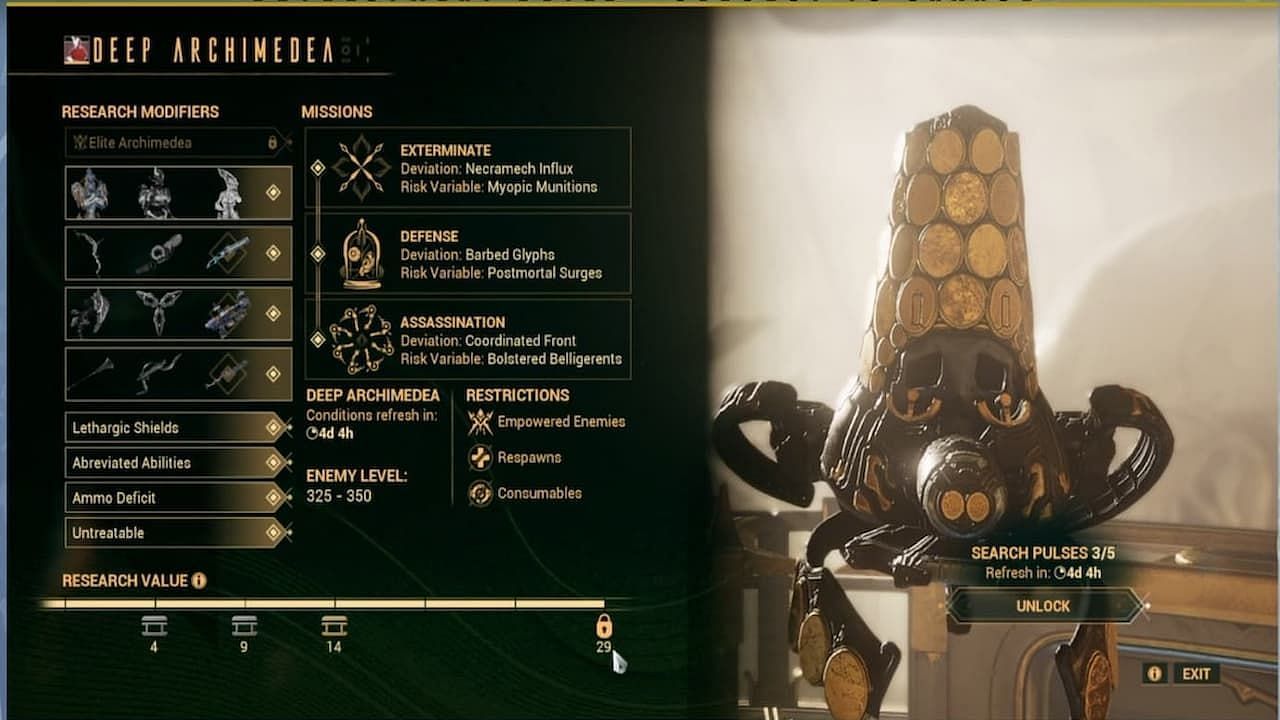 Deep Archimedea rewards increase with research value (Image via Digital Extremes)