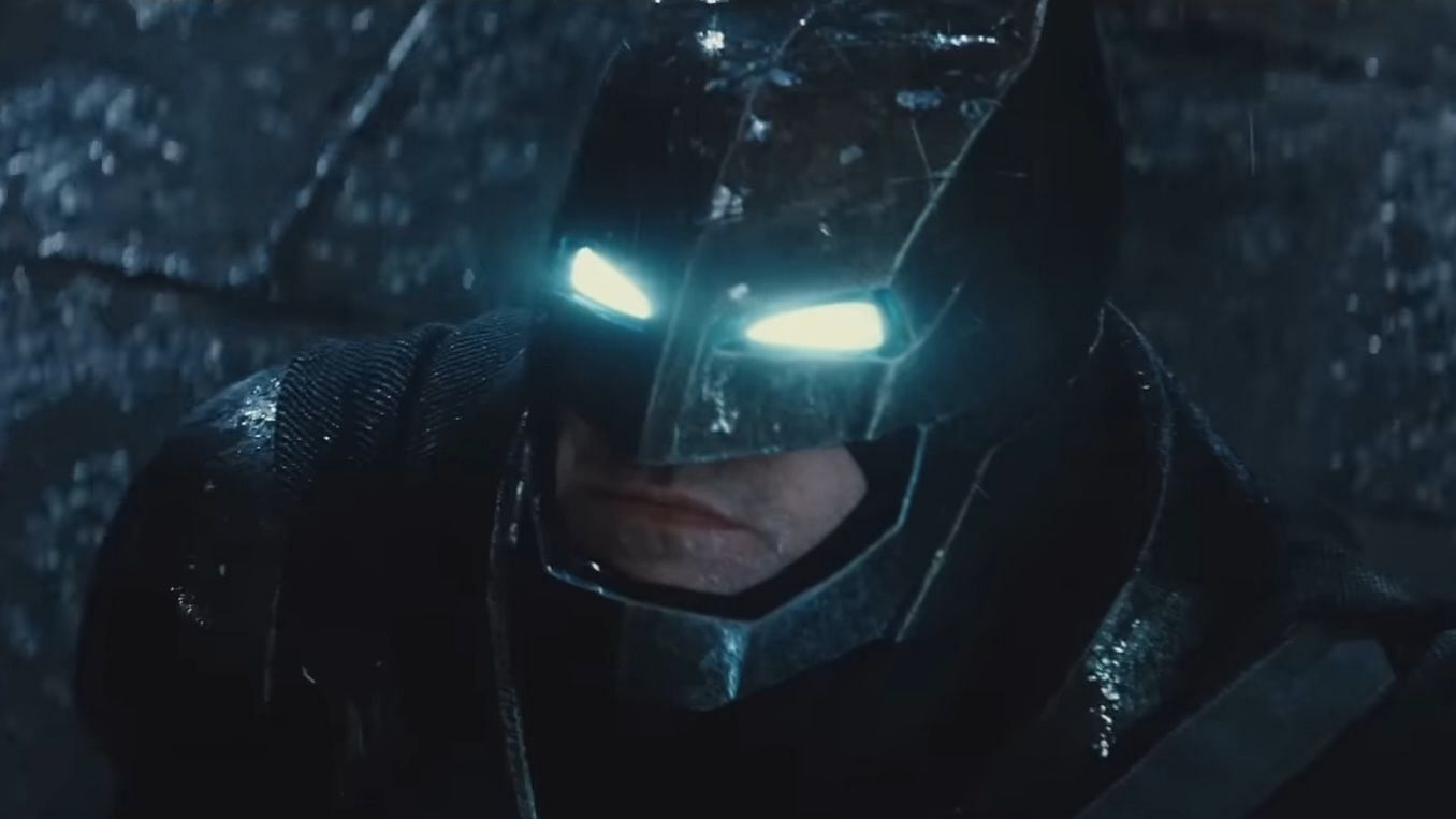 Ben Affleck as Batman in Dawn of Justice (Image via Warner Bros Pictures, Batman v Superman: Dawn of Justice Comic Con Trailer, 02:24)