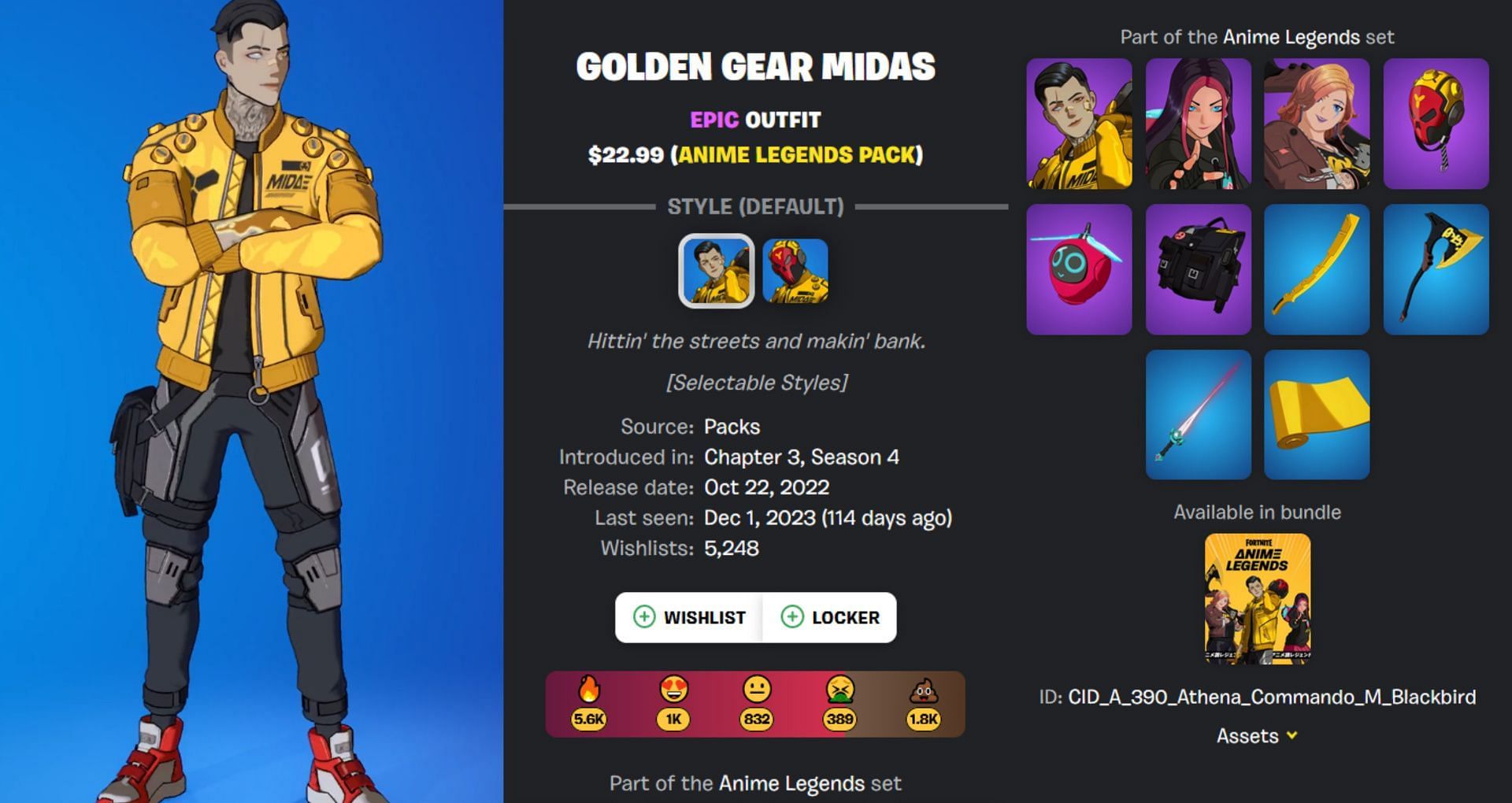 This Midas is a part of the Anime Legends Set. (Image via FN.GG)