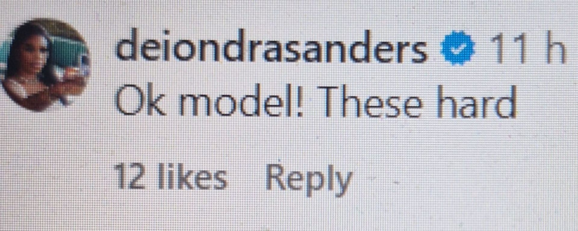 Deiondra&#039;s comment on the post.