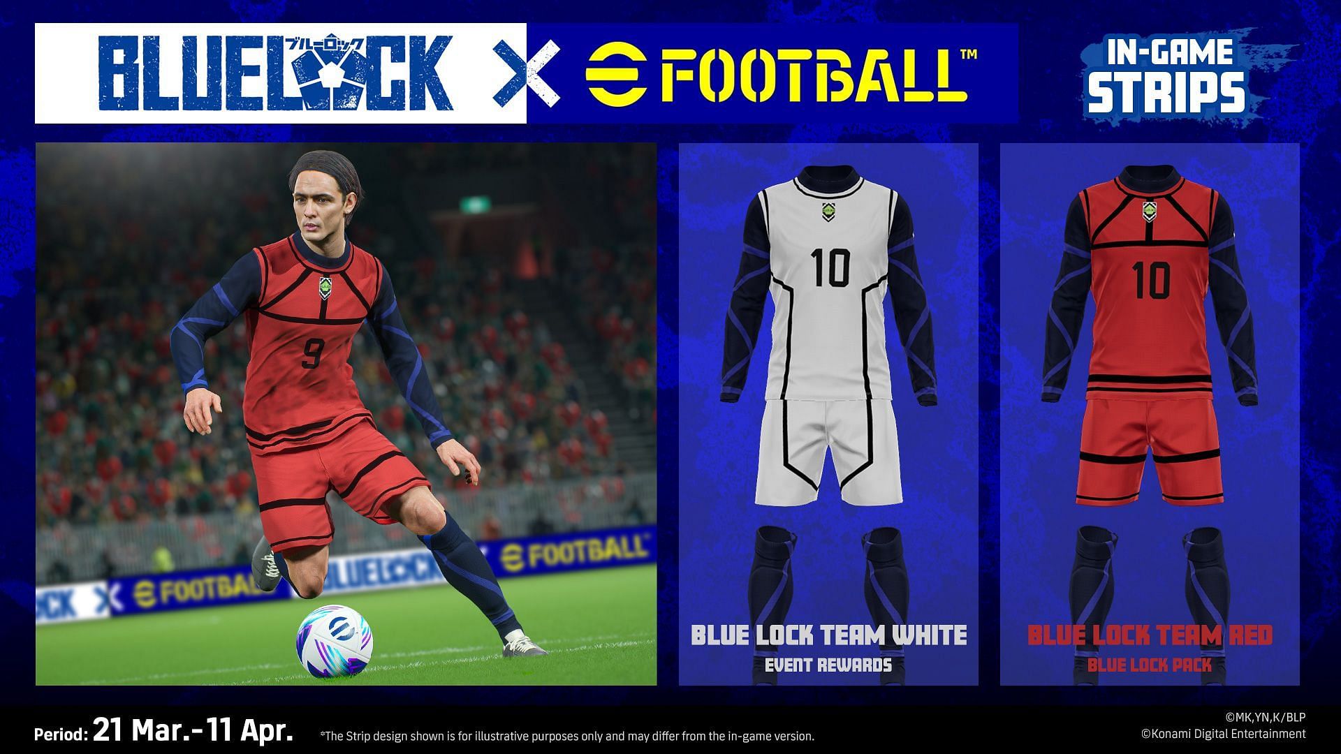 The eFootball 2024 Blue Lock collaboration event brings some special strips, too (Image via Konami)