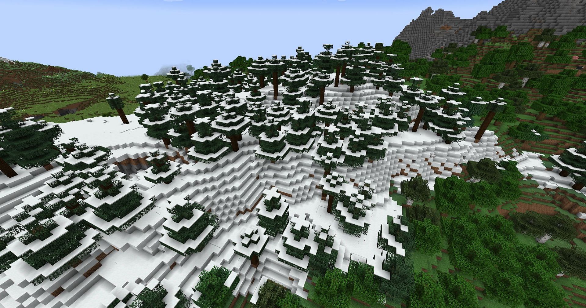 Groves are more of a transitional biome, appearing on the sides of mountains (Image via Mojang Studios)