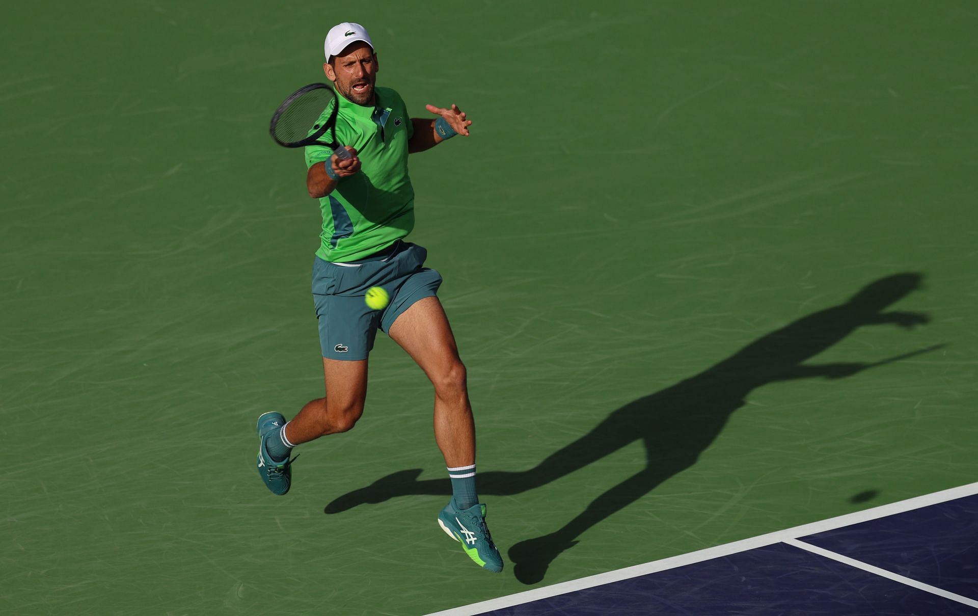 Novak Djokovic in action at the BNP Paribas Open