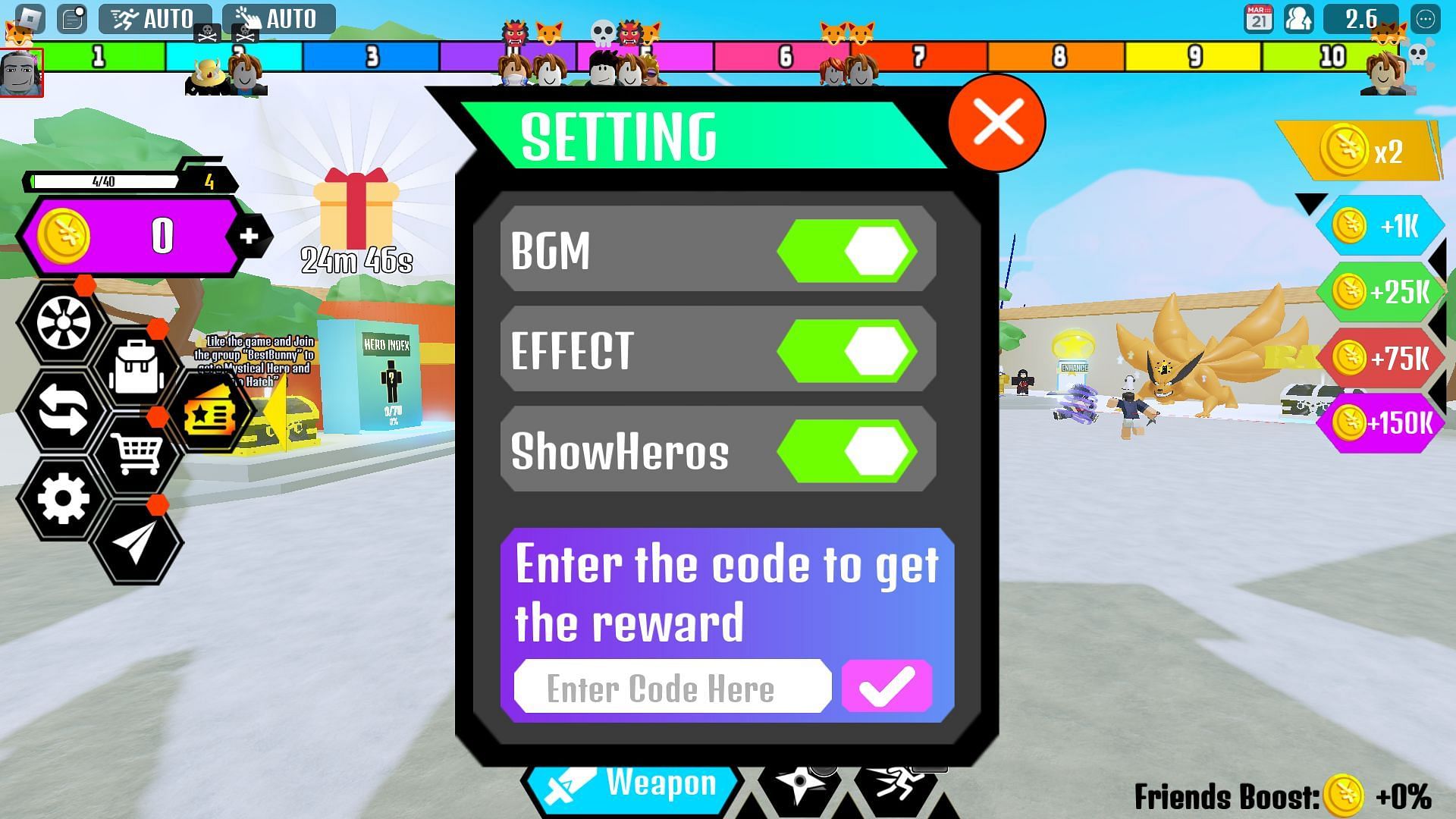 Active codes for Anime Clicker Fight (Image via Roblox)
