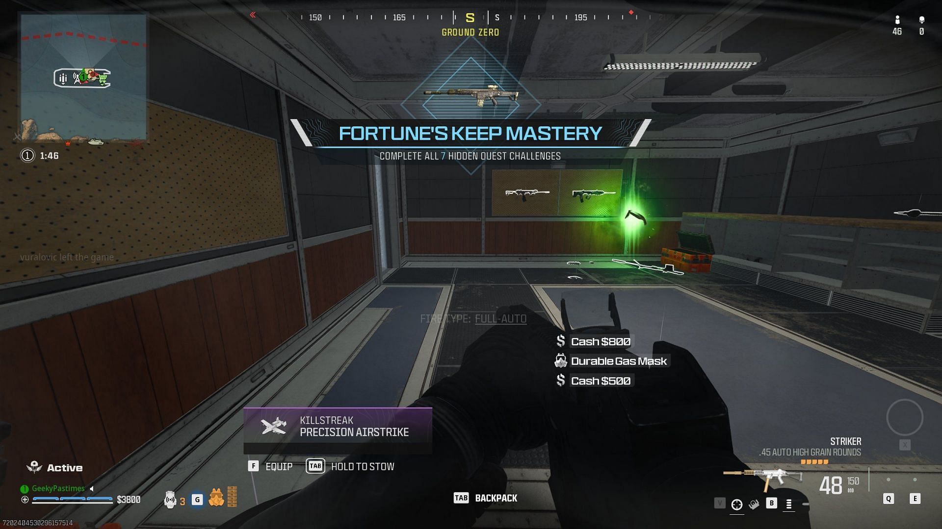 Fortune&#039;s Keep Mastery Easter egg (Image via Activision/X/@geekypastimes)