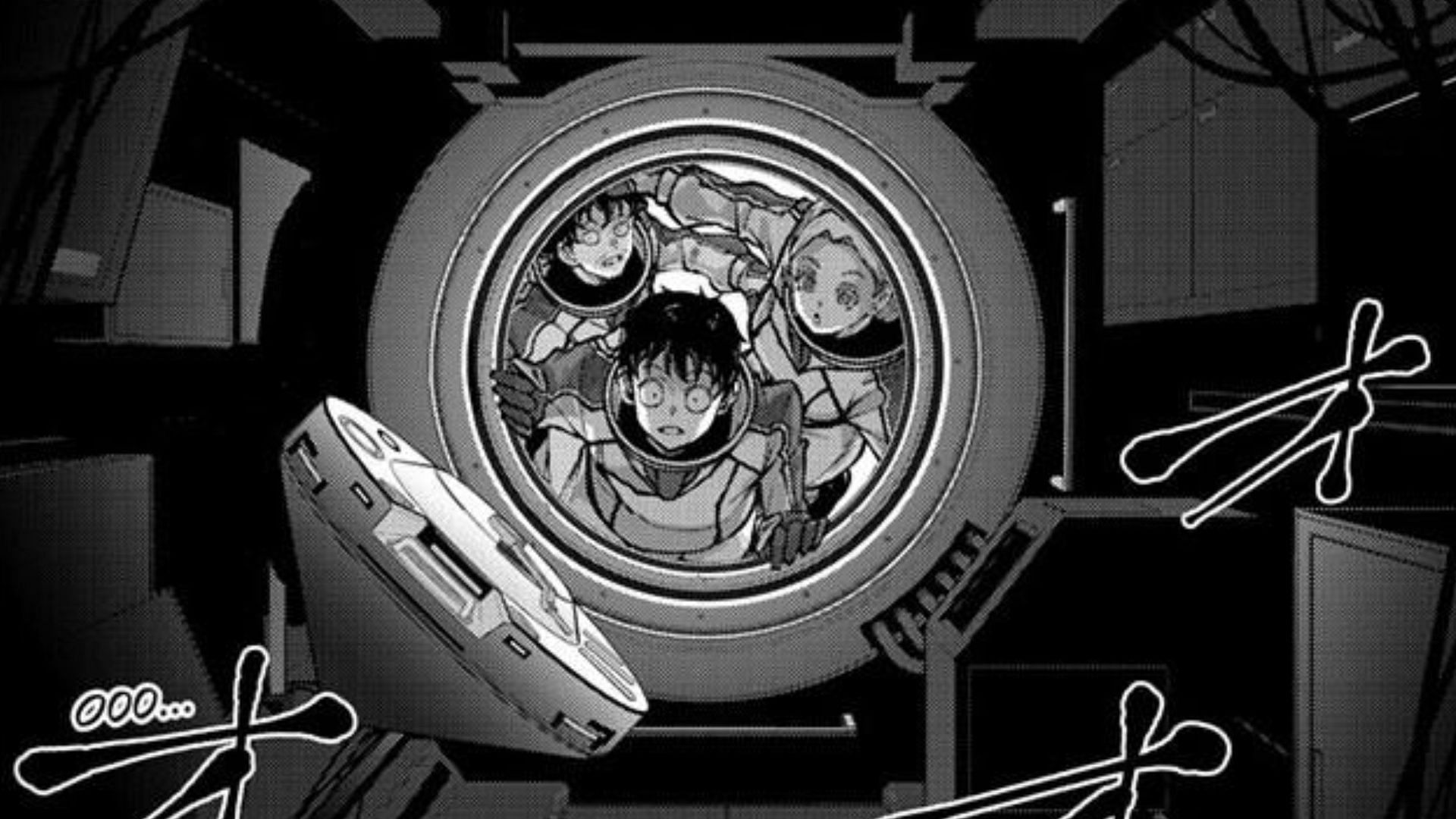 Akira and friends boarding the International Space Station, as seen in Zom 100: Bucket List of the Dead (Image via Haro Aso/Viz Media)