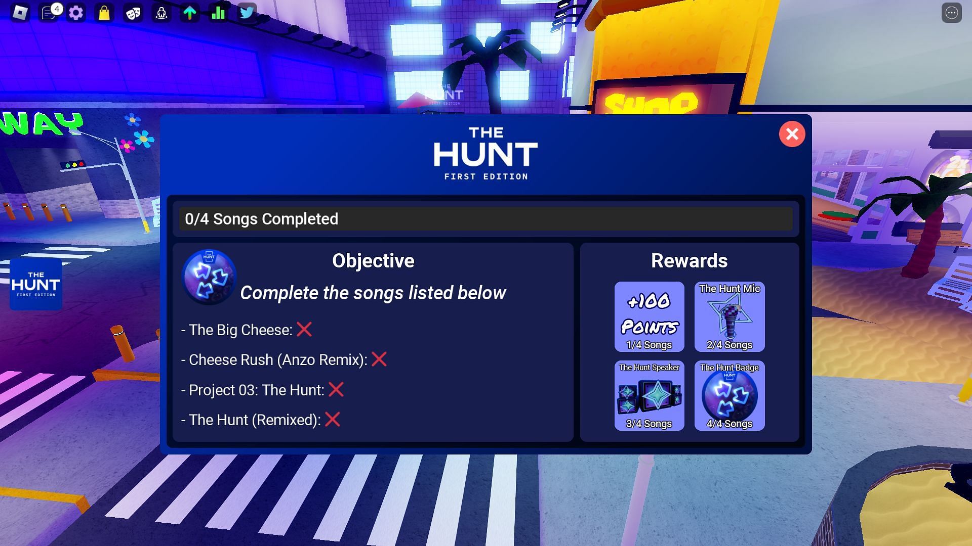 In-game information about The Hunt: First Edition (Image via Roblox)