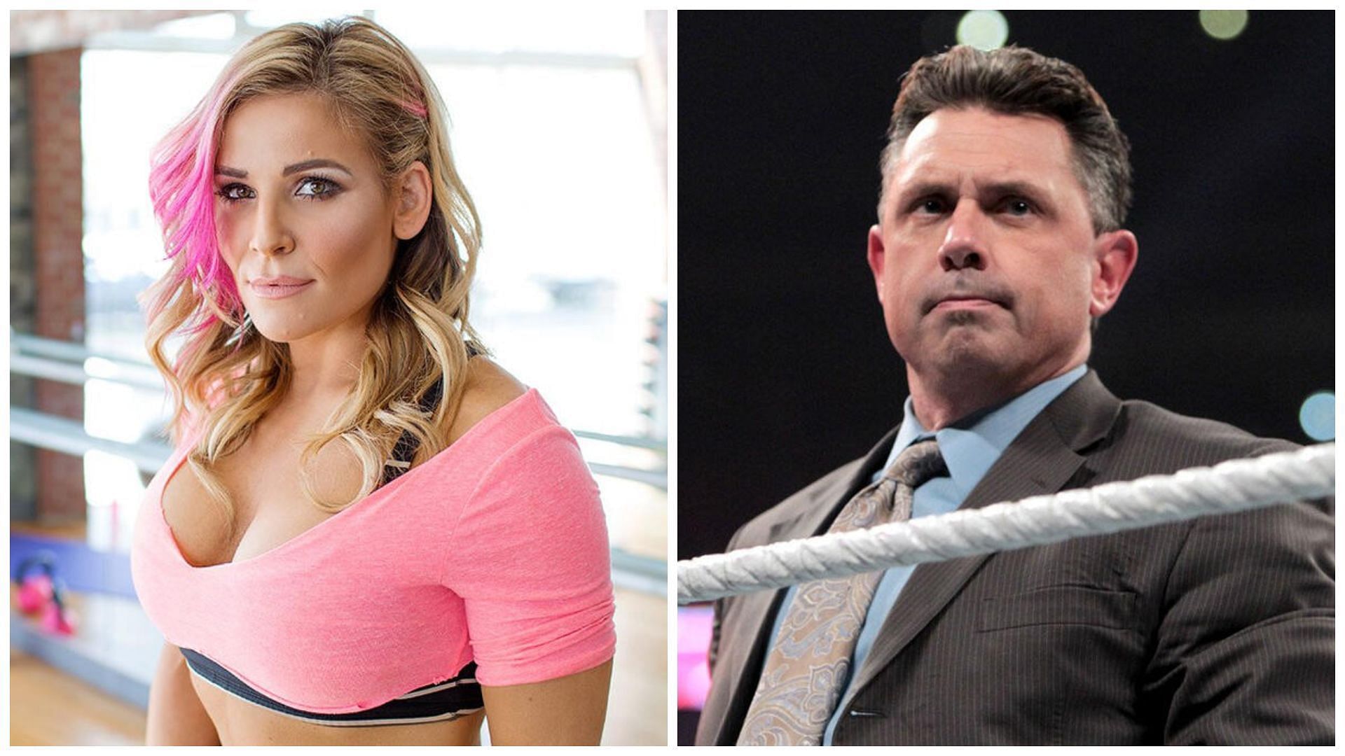 Natalya (left) and Michael Cole (right).