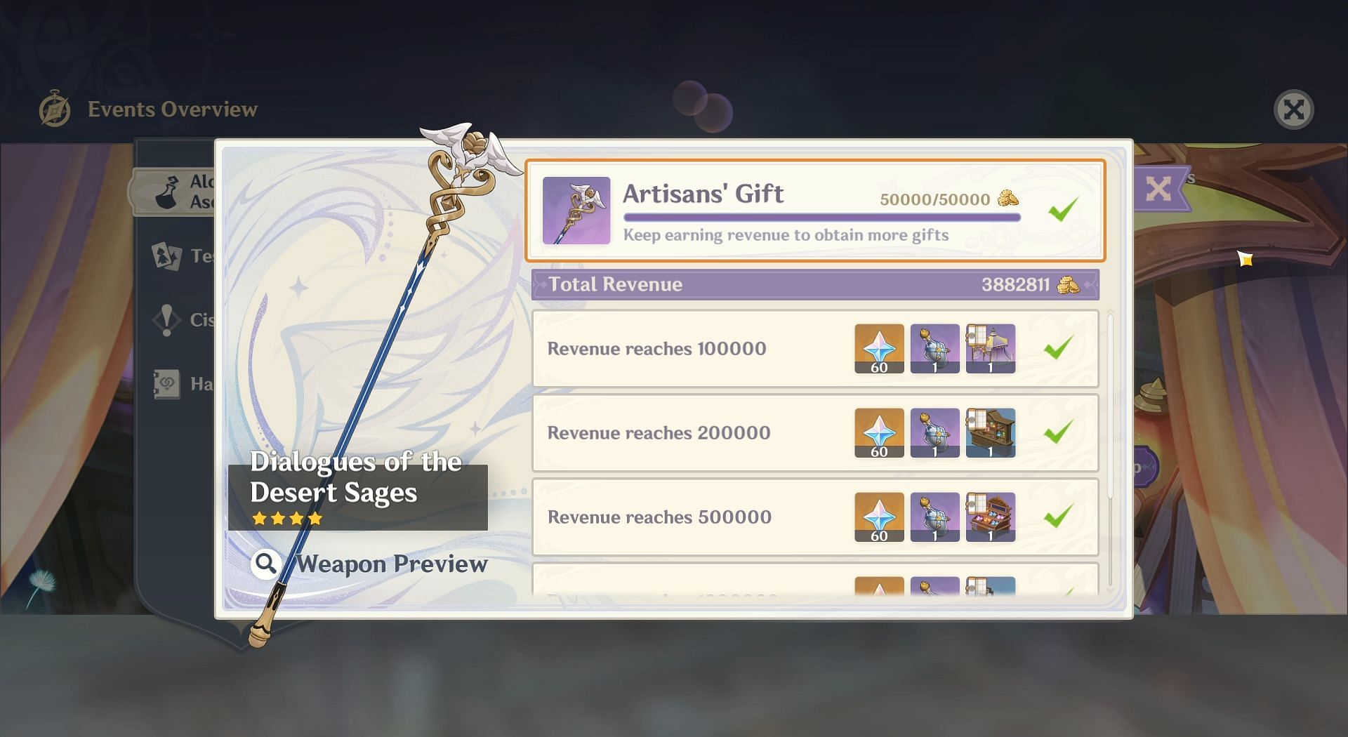Increase revenue and get a free weapon (Image via HoYoverse)