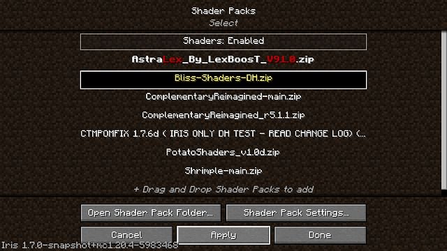 How to use shaders in Minecraft Distant Horizons mod