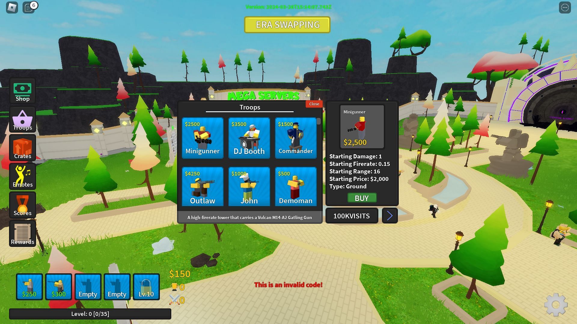 Troubleshooting codes for TDS: Legacy (Image via Roblox)