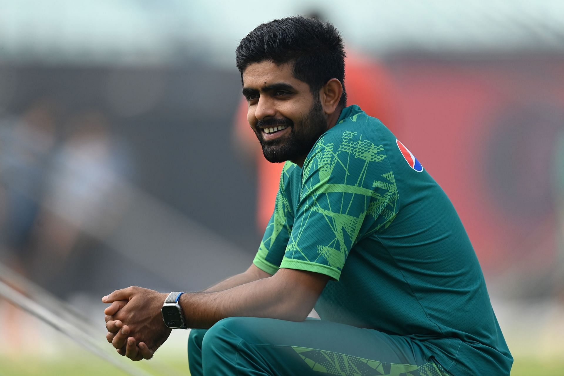 Babar Azam sports a smile during a recent net session.