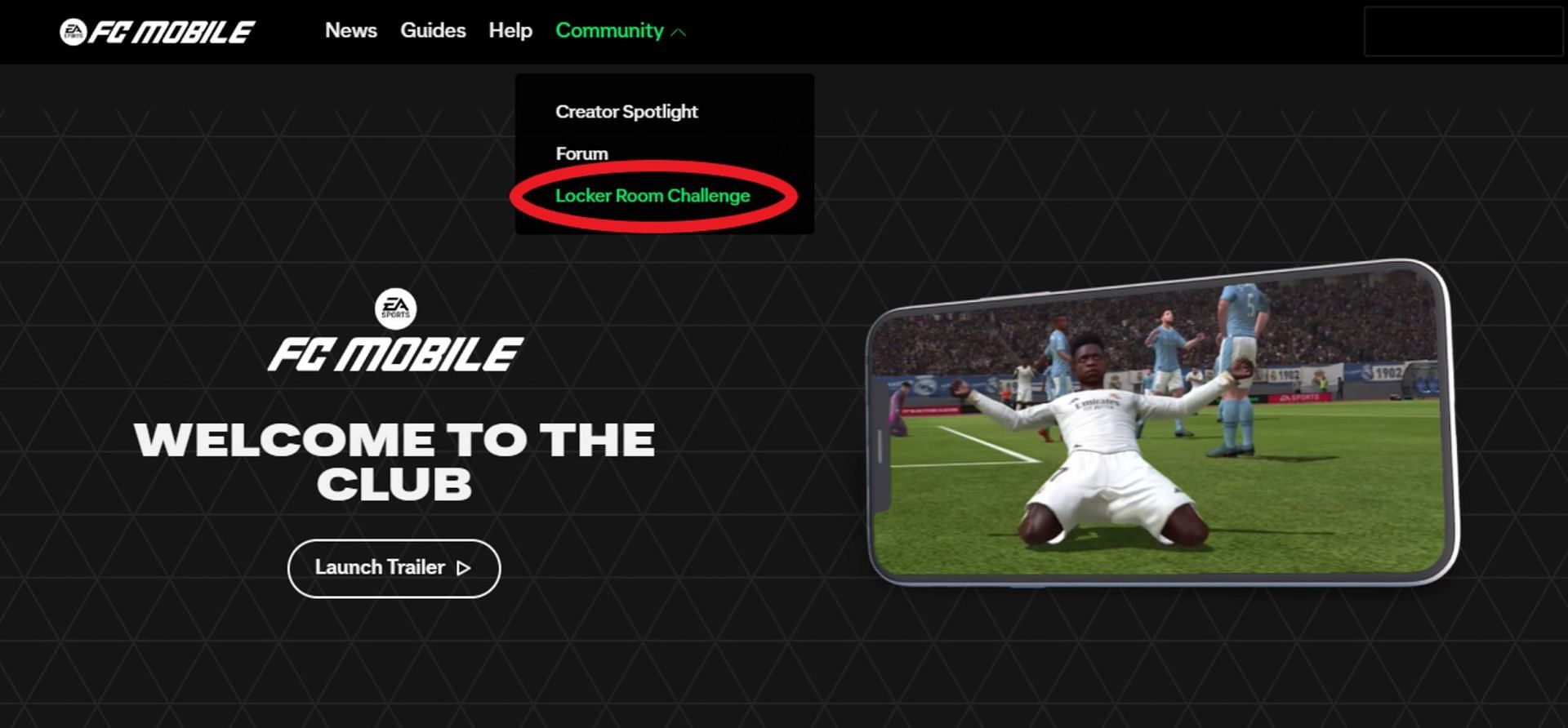 The FC Mobile Locker Room Community Challenge is life on the official website (Image via EA Sports)