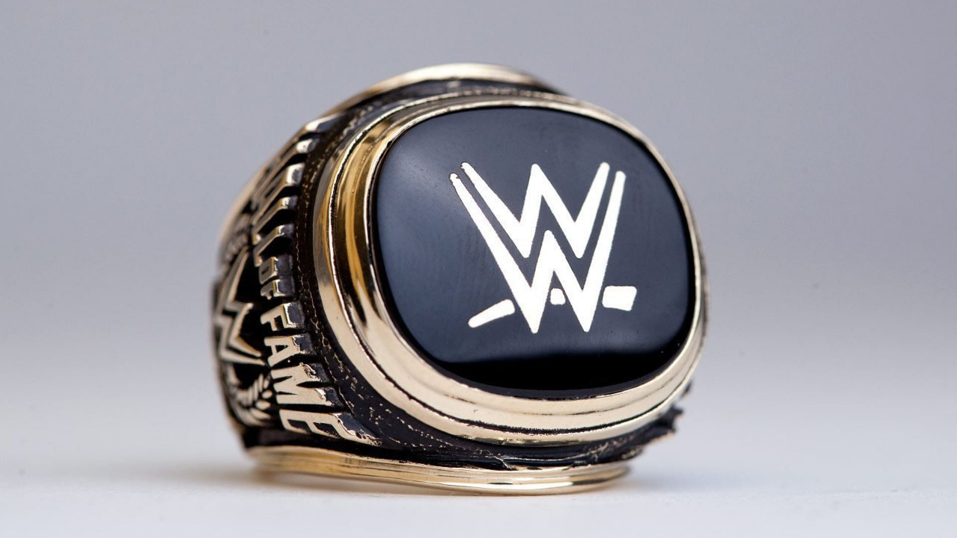 An official WWE Hall of Fame ring on display