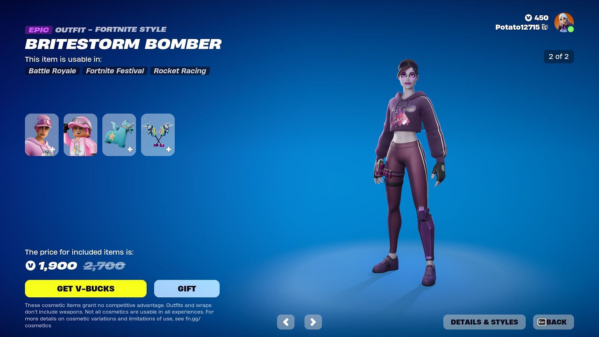 The Britestorm Bomber Skin is likely to be rotated out of the Item Shop soon (Image via Epic Games)