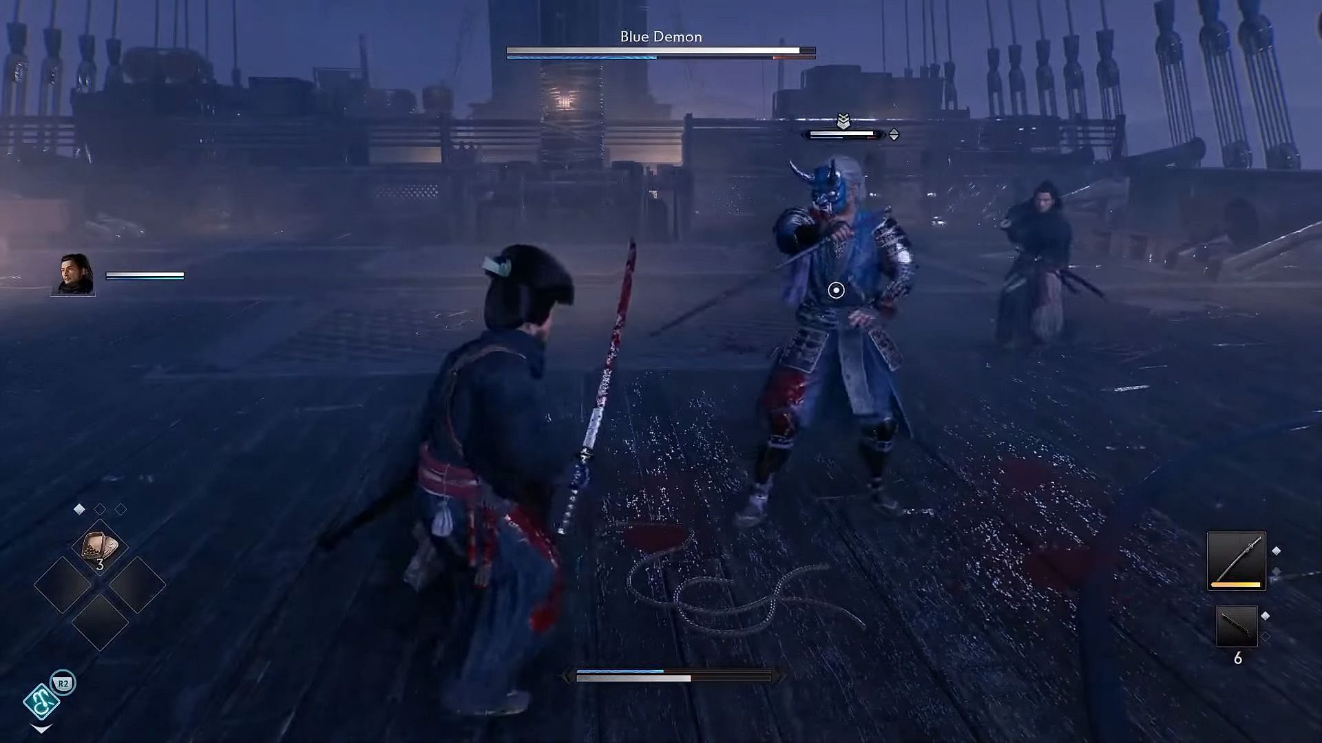 Blue Demon in Rise of the Ronin: Black Ship encounter (Image via Sony Interactive Entertainment || YouTube-AdamHartGaming)