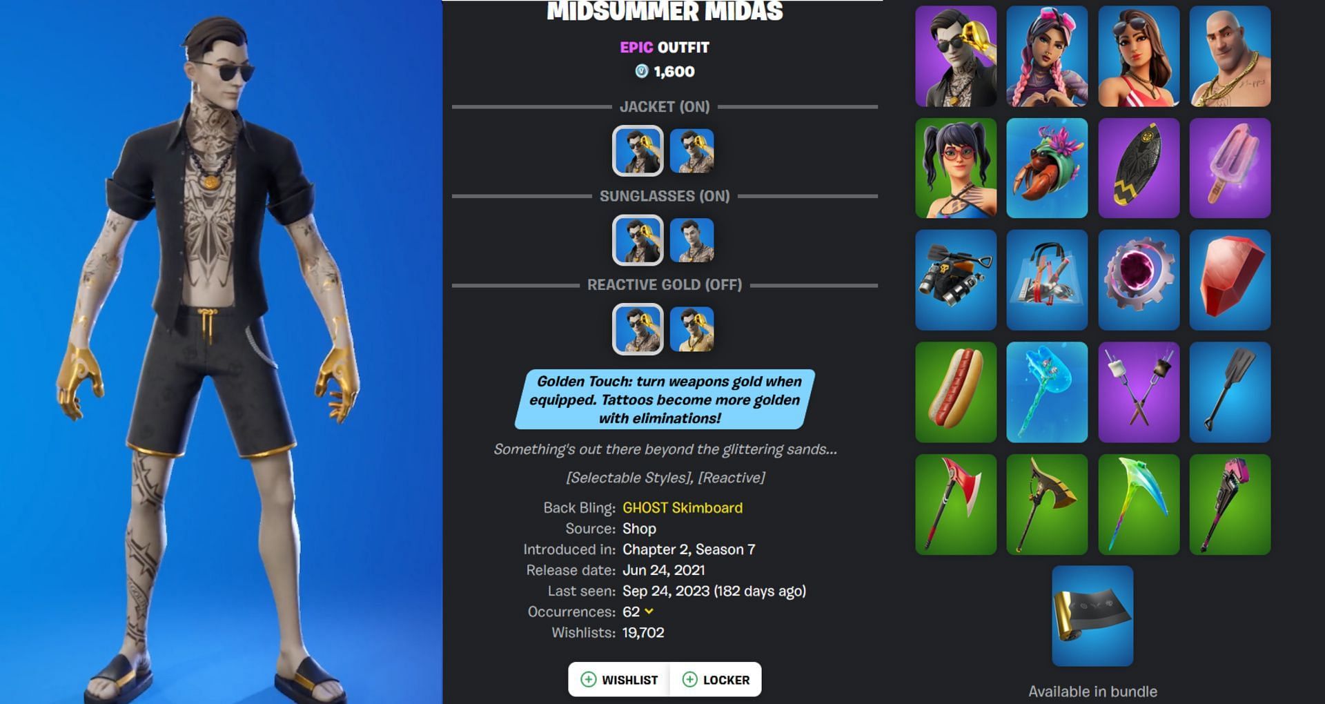 The Midsummer Midas outfit bundle. (Image via Fortnite.GG)