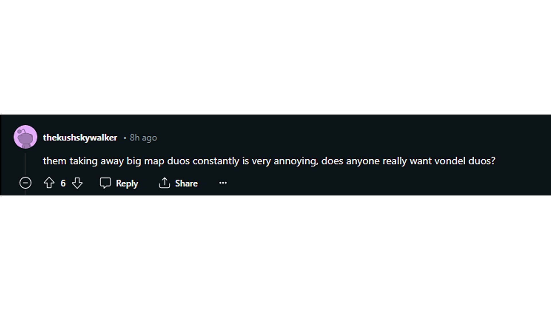 Reddit user shares their concern over the removal of big maps from duos in Warzone (Image via Reddit)
