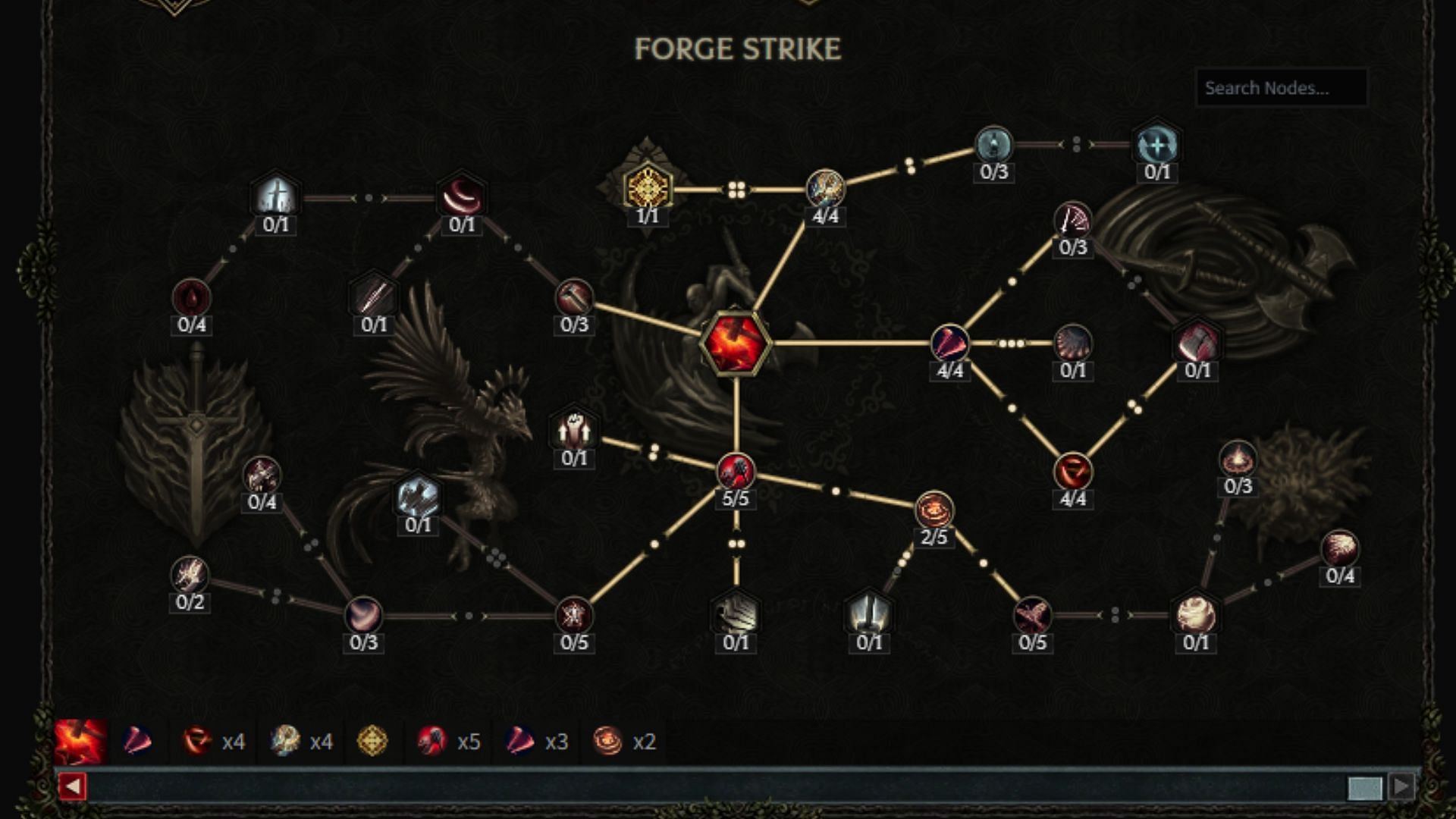 Skill tree for Forge Strike (Image via maxroll/Eleventh Hour Games)