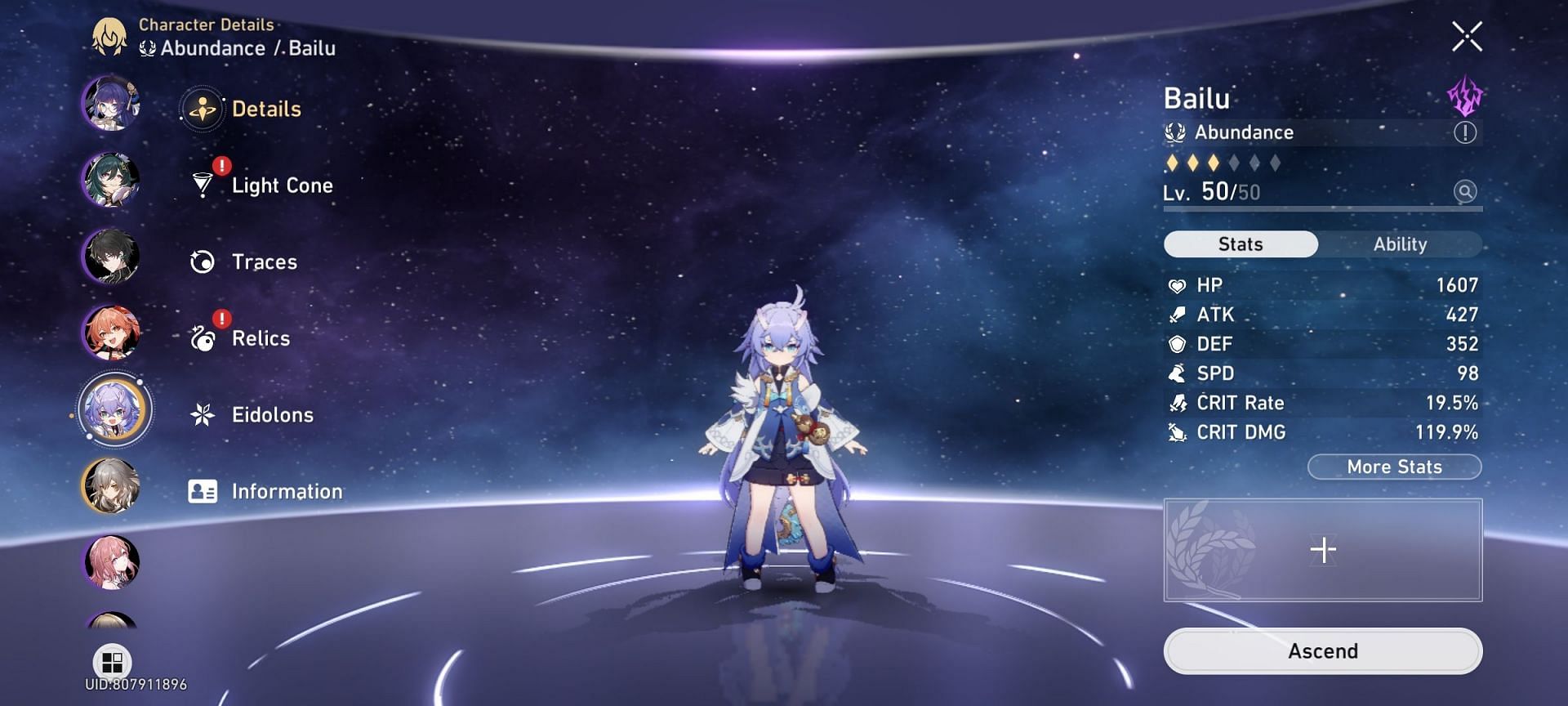 Bailu, a 5-star Lightning element unit in Honkai Star Rail (Image via HoYoverse)