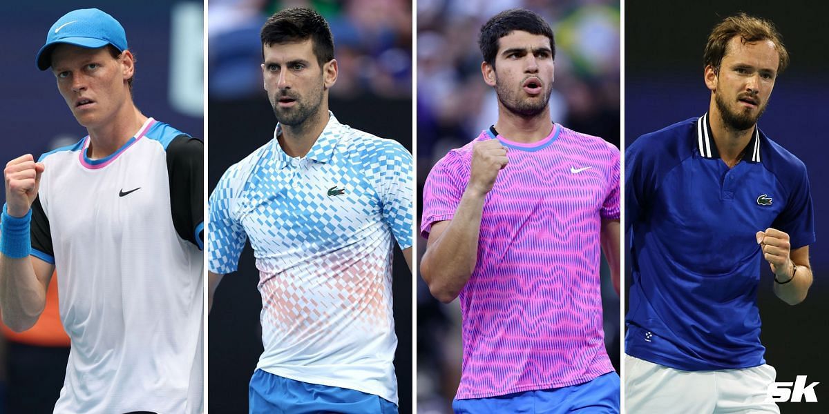 (From L to R): Jannik Sinner, Novak Djokovic, Carlos Alcaraz, and Daniil Medvedev