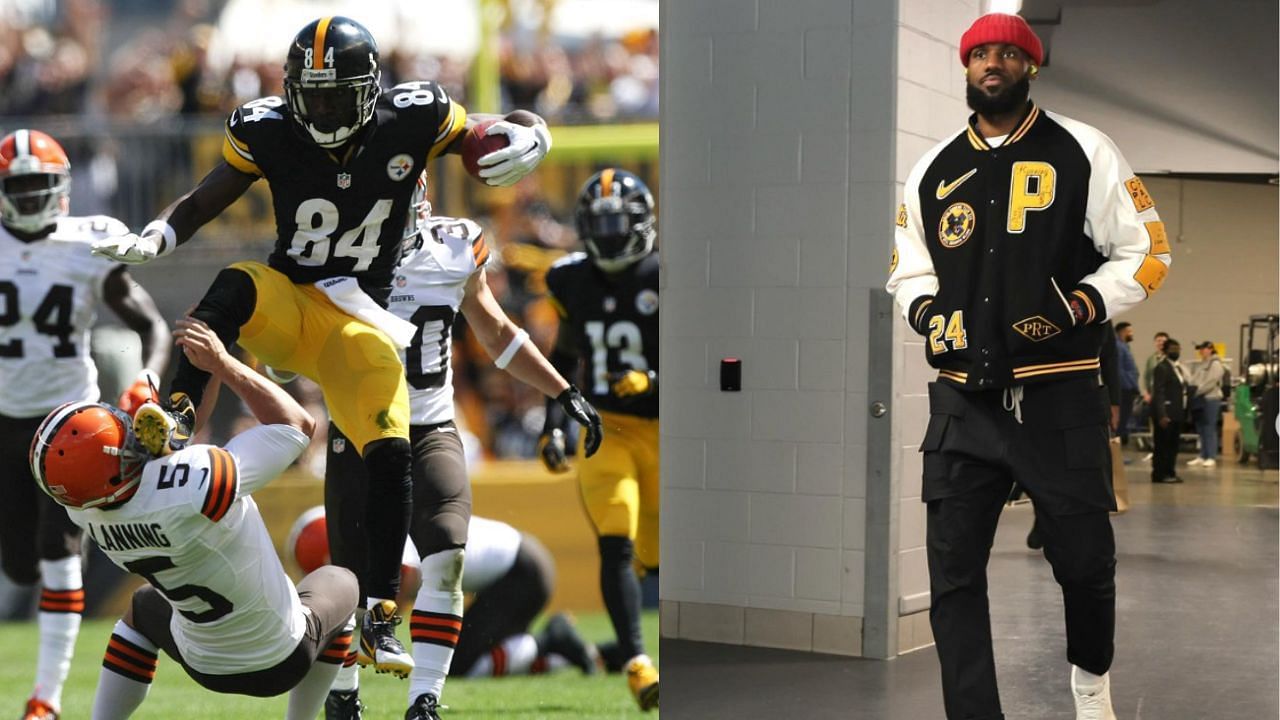 Former NFL superstar Antonio Brown (#84) reacts to new of LeBron James once attending a party hosted by the controversial Sean &quot;Diddy&quot; Combs.