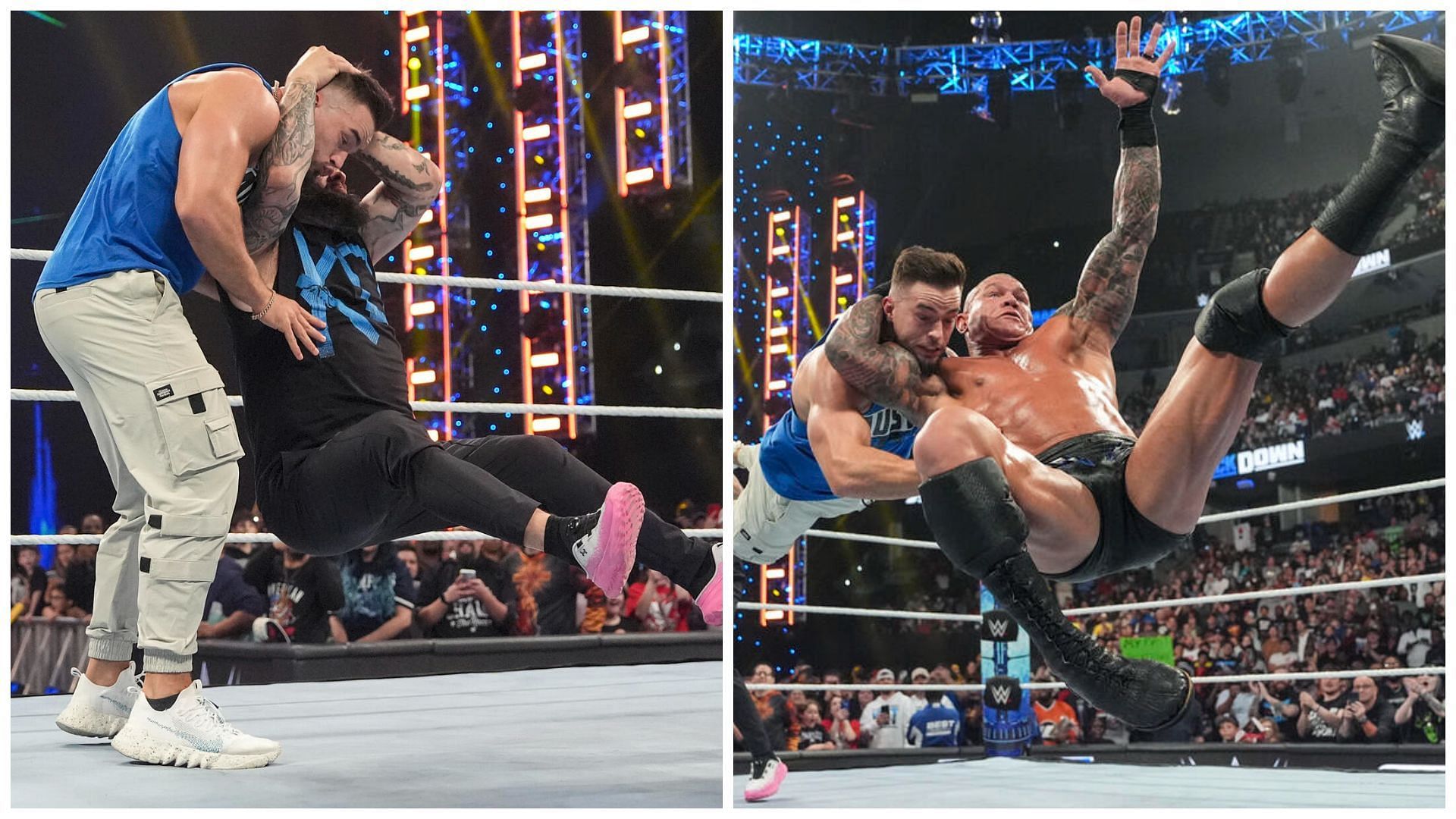 Austin Theory got laid out by Randy Orton &amp; Kevin Owens on WWE SmackDown.