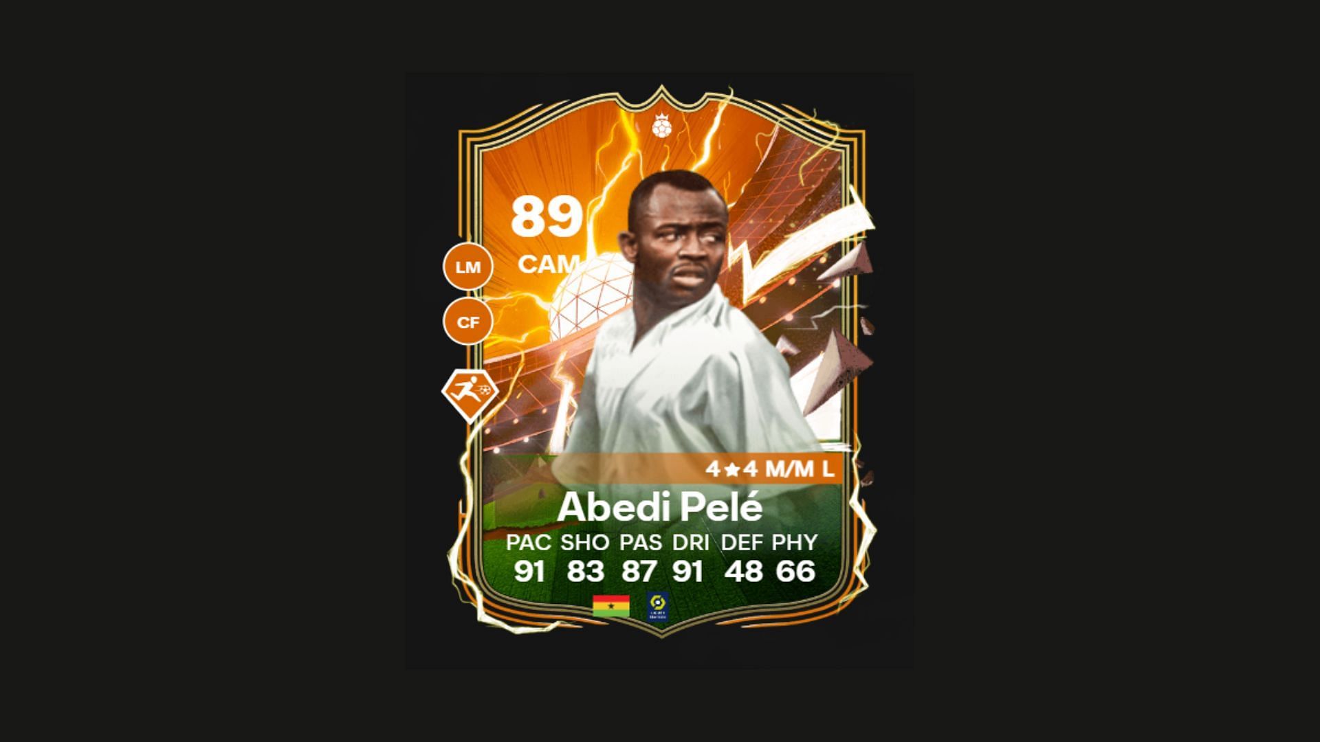 Base Hero card Abedi Pele in EA FC 24 (image via EA Sports)
